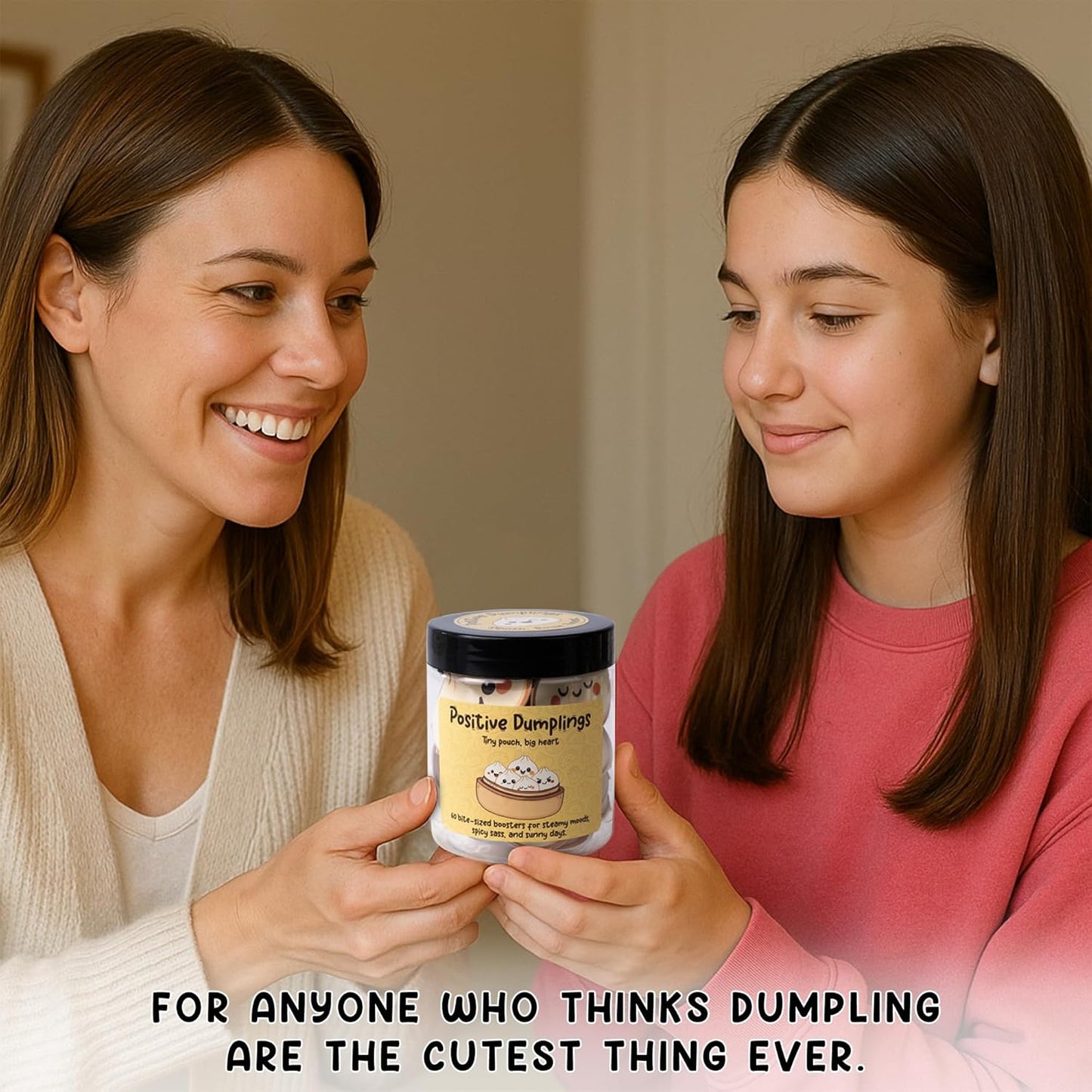 Positive Dumpling Jar โ 60 Funny Emotional Uplifting Support Dumplings Affirmation, Back to School Gifts for Students & Teachers, White Elephant Gifts, Funny Gift for Women, Teens, Tweens, Coworkers