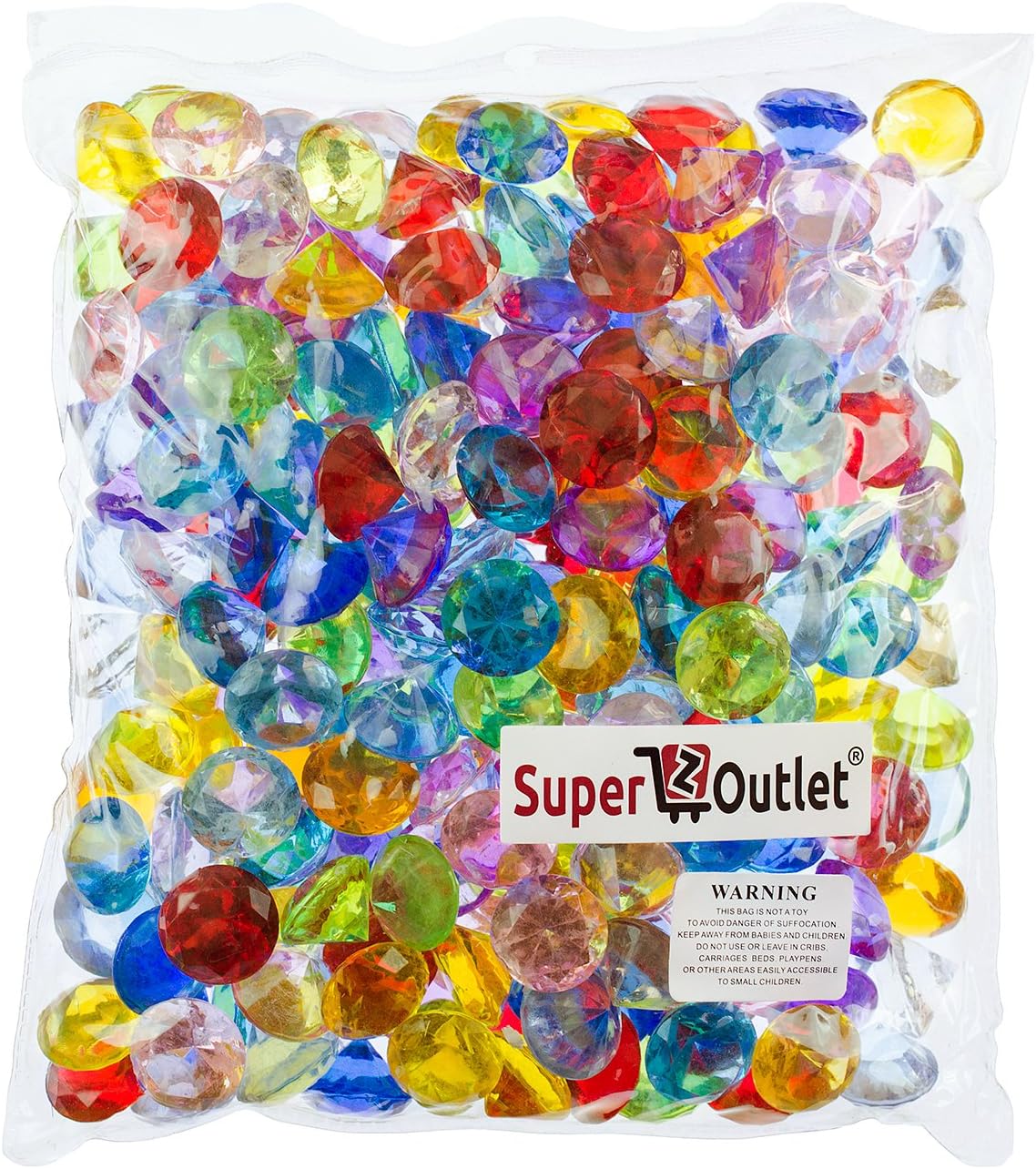 Super Z Outlet Acrylic Color Faux Round Diamond Crystals Treasure Gems for Table Scatters, Vase Fill, Event, Wedding, Birthday Decoration Favor, Arts & Crafts (1 Pound, 240 Pieces) (Assorted)