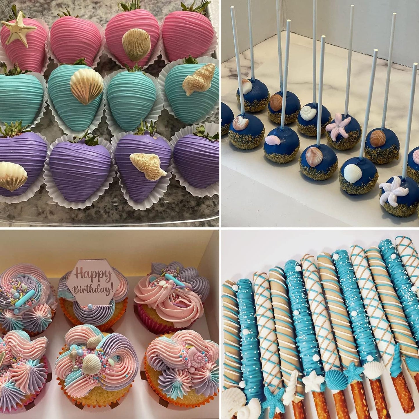 Seashell Silicone Molds, AIMEIKI 5 Pack Marine Theme Cake Fondant Silicone Molds Seashell Conch Starfish Baking Molds for Decorating Cake Candy Chocolate DIY Craft Projects