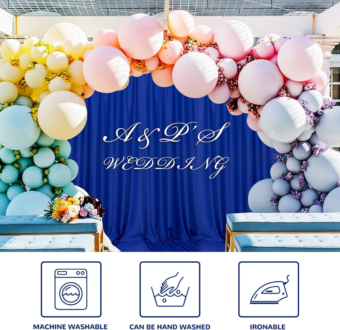 MEETSKY Royal Blue Backdrop Curtains for Parties Blue Curtains Photography Backdrop Drapes for Wedding Birthday Party Baby Showers Rod Pocket Home Sliding Door Decoration, 5ft x 8ft, 2 Panels
