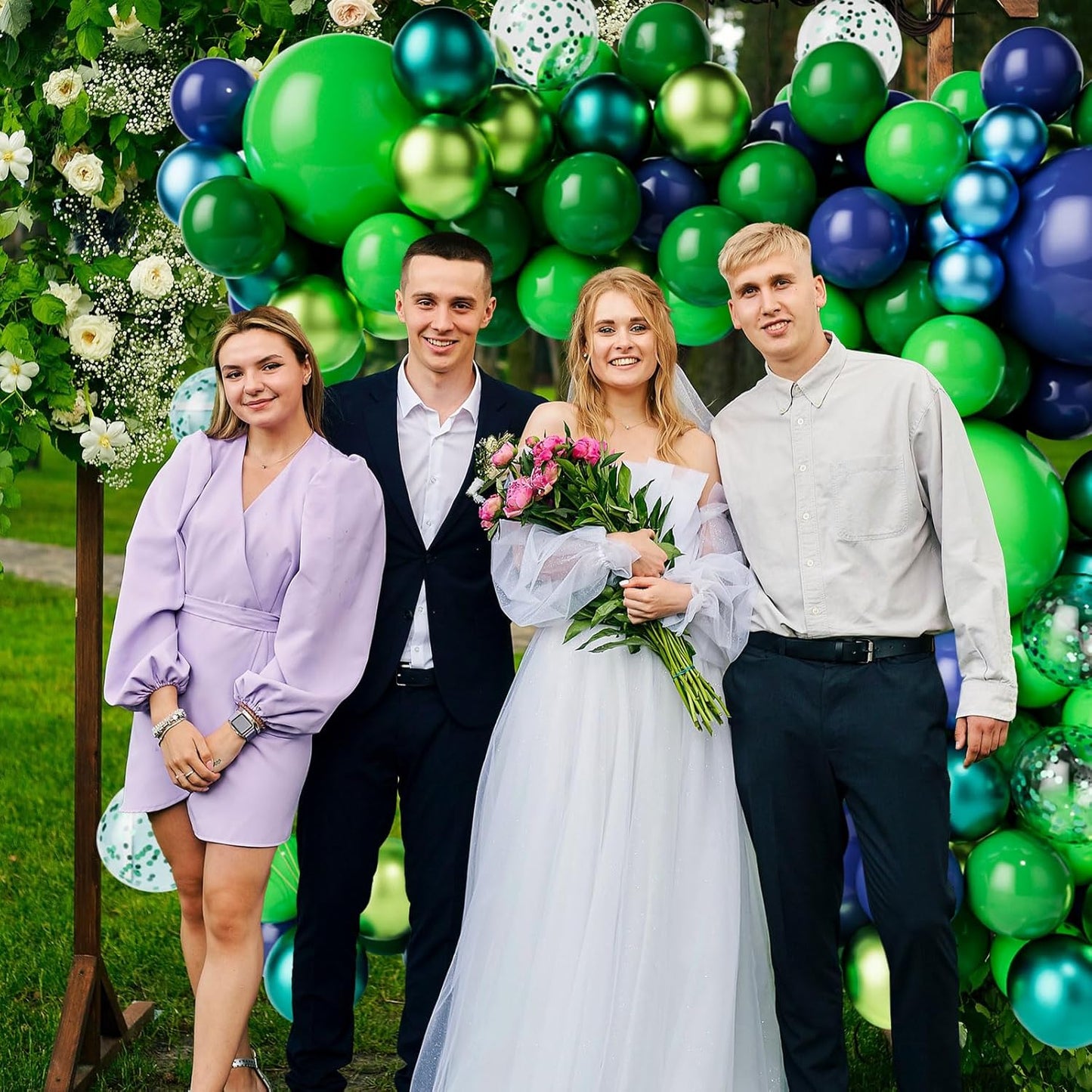 Green Dark Blue Balloon Garland Arch Kit, Dark Blue and Green Latex Balloons, Confetti Balloons for Wedding Birthday Festival Graduation Party Decorations