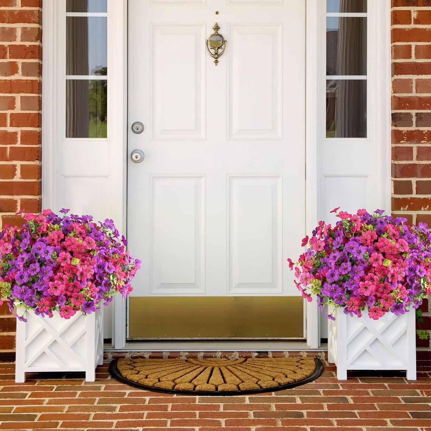 AmyHomie 16 Bundles Artificial Flowers for Outdoor Outside Spring Summer Decoration UV Resistant Faux Flowers No Fade Fake Plastic Plants Garden Porch Window Box Decorating