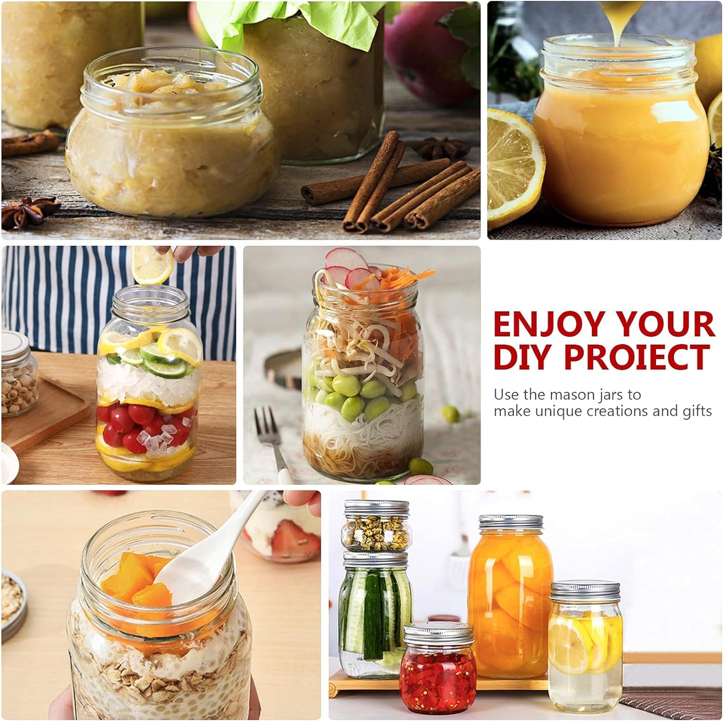 12 oz Glass Mason Jar, 20 Pack 360ml Canning Jars with Regular Mouth Lids, Glass Jars Storage Containers for Overnight Oats, Jam, Jelly, Honey, Beans, Spice, Wedding Party Favors, Shower Favors