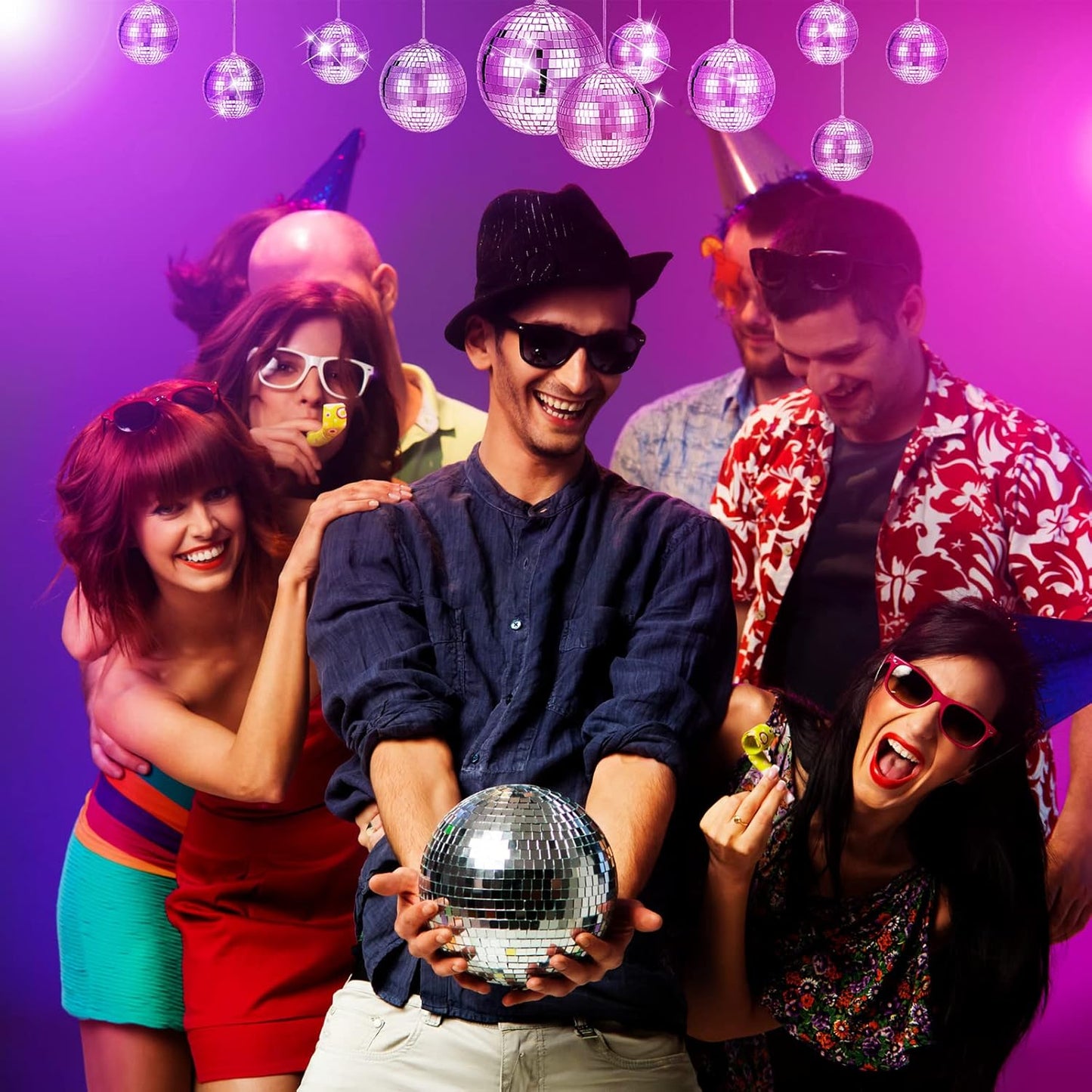 WILLBOND 12 Pack Disco Ball Mirror Ball with Hanging Ring for Fun Retro Disco Party Decorations Party Dj Lighting Effect Stage Props Game Accessories, 5.91", 3.94", 3.15", 2.36"(Silver)