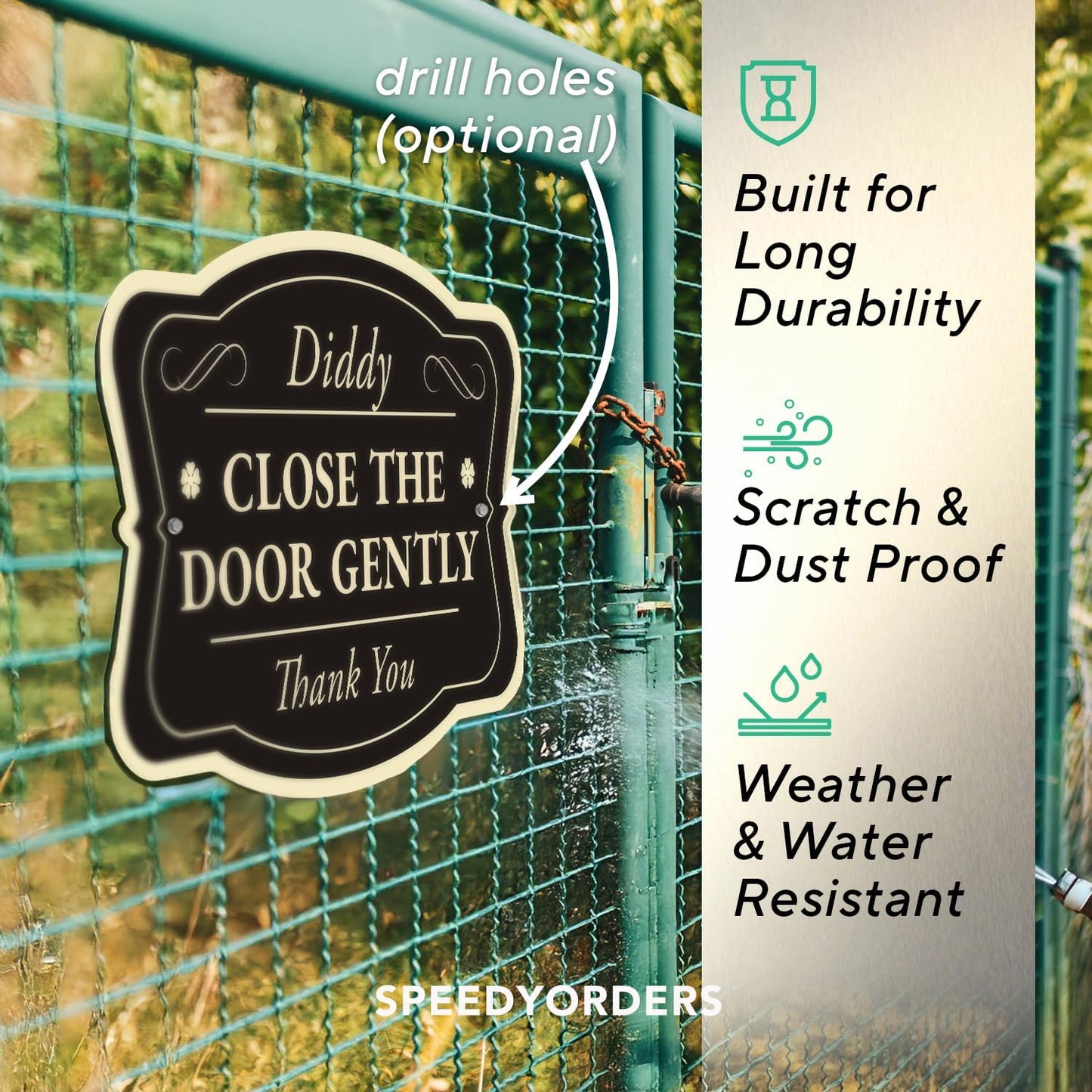 Custom Decorative Outdoor Metal Sign - Personalized Aluminum Driveway Sign, Waterproof, Made In USA - Design 3 Black Charcoal 24x18 In