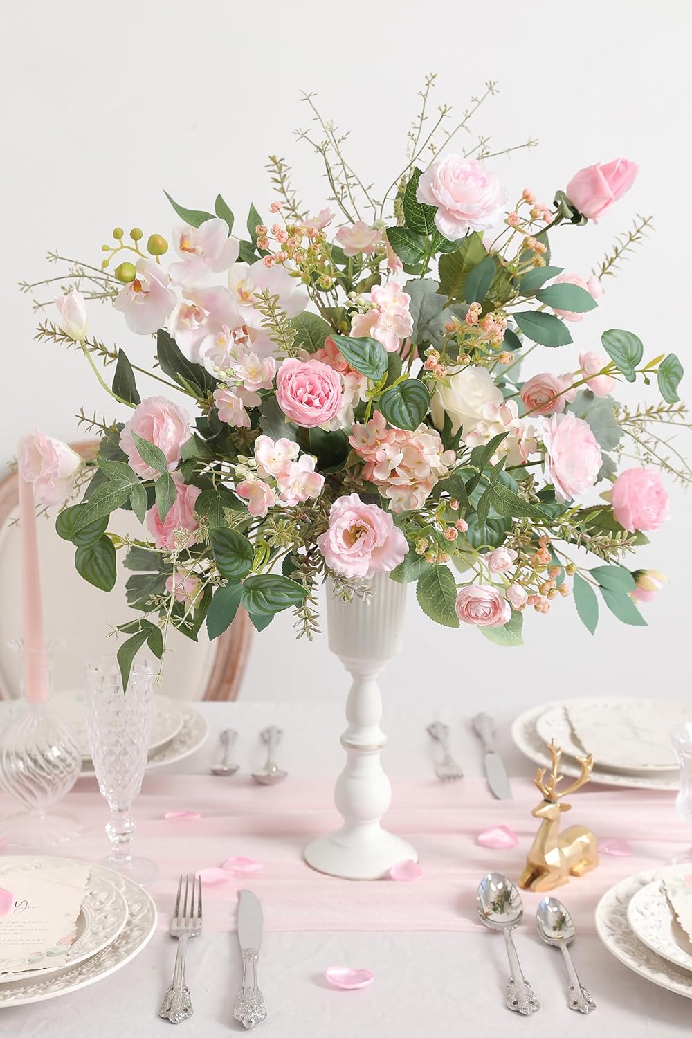 Serra Flora Artificial Greenery Stems Box Set,(Pack of 44pcs) with 9 Kinds of Faux Pink Green Filler for DIY Bridal Bouquets Wedding Floral Arrangement Table Centerpieces