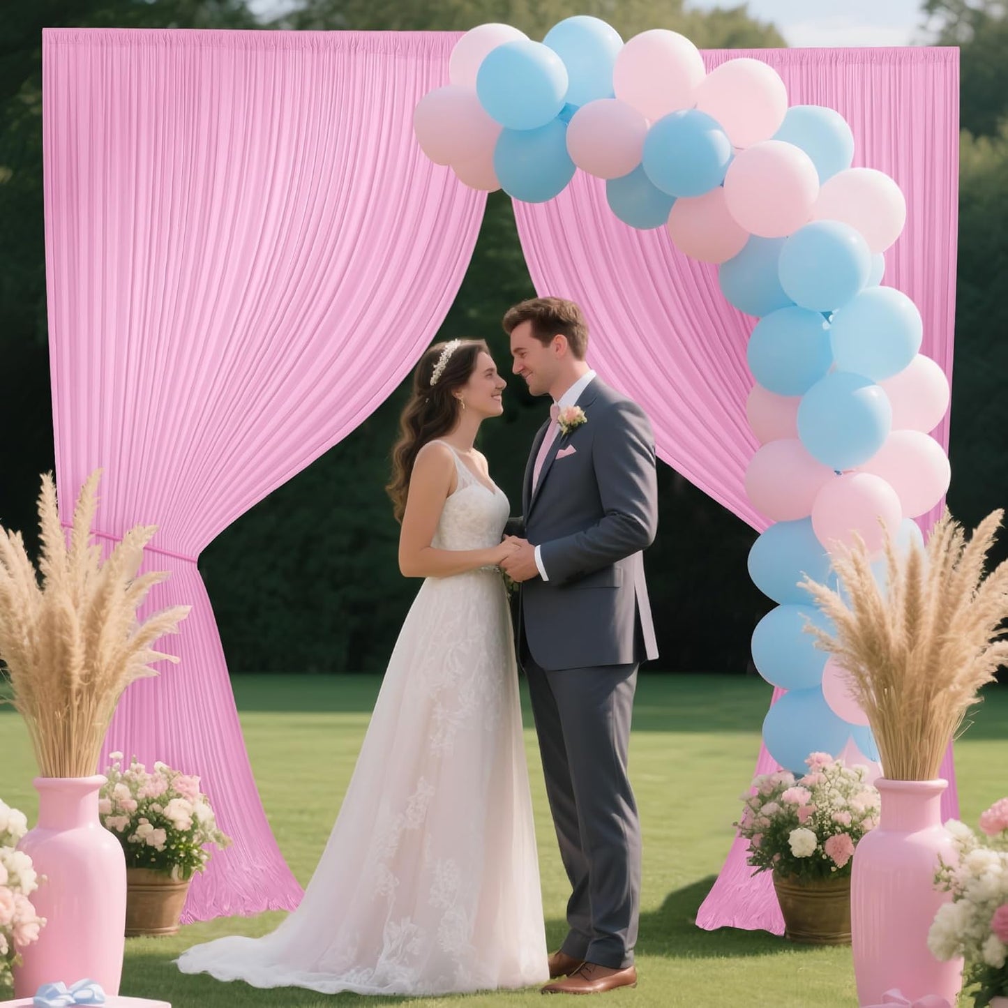 10x10ft Backdrop Curtains for Parties, 2 Panels 5x10ft Photography Backdrop Curtain with Rod Pocket,Backdrop Polyester Background Drapes,Wedding Backdrop Drapes for Birthday Baby Shower Home Decor