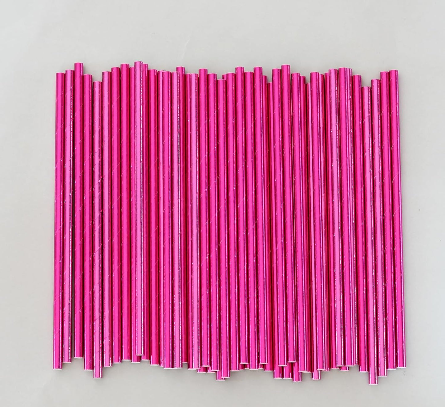 Paper Straws Party,Disposable Drinking Straws, 7.75 Inches, for Birthday, Bridal Party, Wedding, Shiny Rose Pink