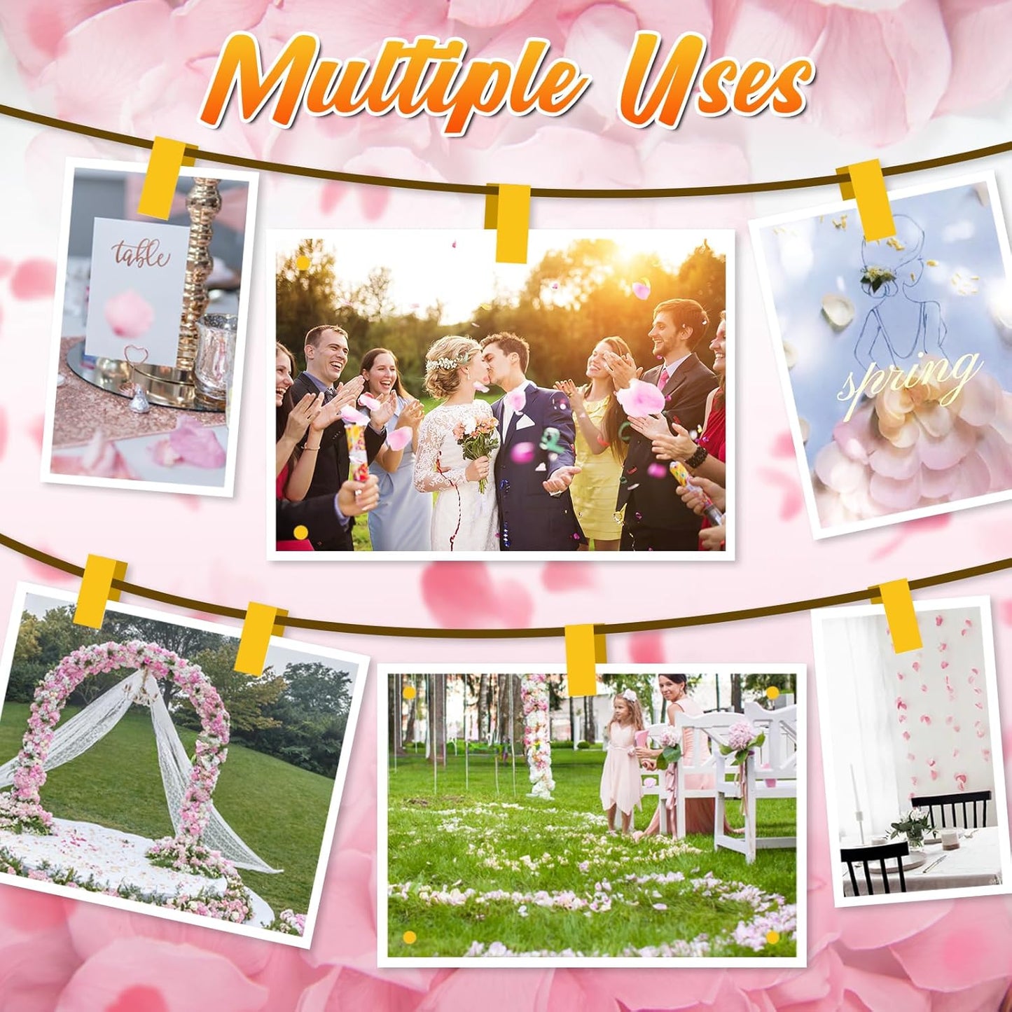 300 PCS Real Pink Dried Rose Petals Confetti for Wedding, 2.82oz Freeze Rose Petals for Romantic Wedding Valentine's Day Proposal Decor, Dinner Table Centerpieces Party