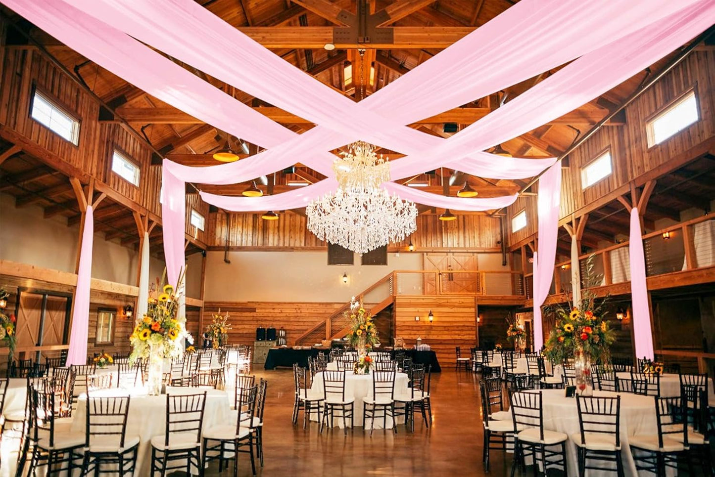 6 Panels Pink Ceiling Drapes for Wedding 5ftx20ft Ceiling Drapes Wedding Arch Draping Fabric Cheesecloth Sheer Curtain Romantic Ceiling Decorations for Weddings Party Banquet Ceremony Stage