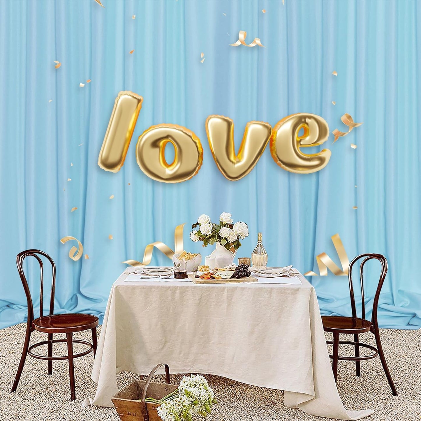 MEETSKY Baby Blue Backdrop Curtain for Baby Shower Parties Light Blue Photo Curtains Backdrop Drapes Fabric Decoration for Boys Teens Men Birthday Party Photography 5ft x 7ft,2 Panels