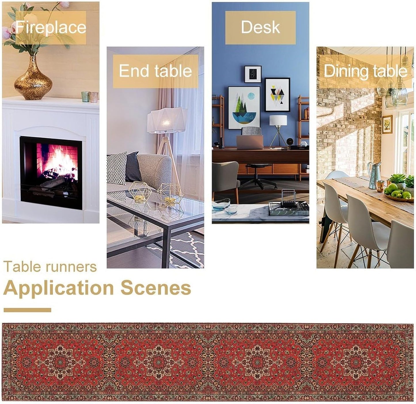 Vintage Boho Red Table Runner,Elegant Mid Century for Home Farmhouse Kitchen Table Dining Coffee Room Garden Party Wedding Decor 13x60in