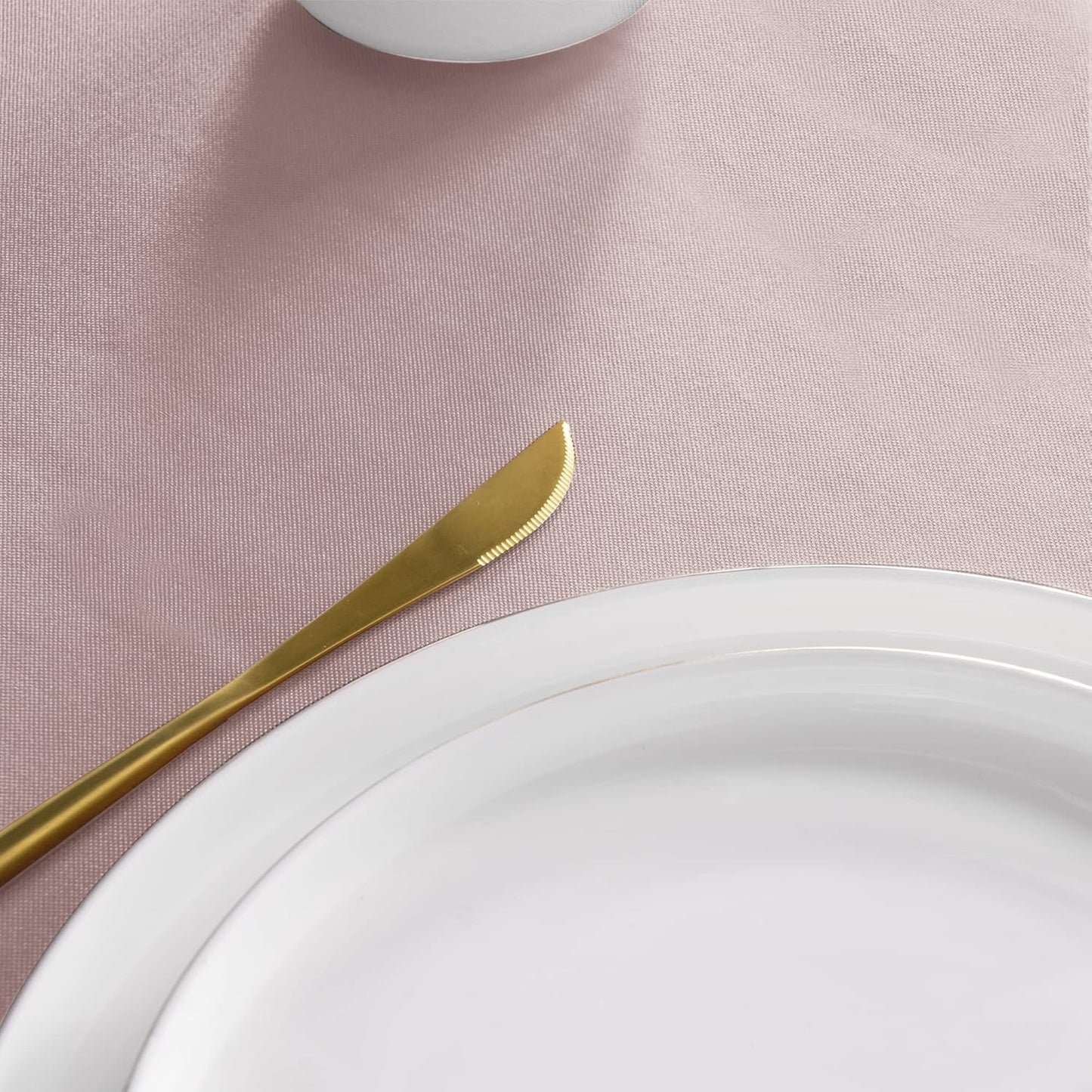 sancua Round Tablecloth - 48 Inch - Water Resistant Spill Proof Washable Polyester Table Cloth Decorative Fabric Table Cover for Dining Tables, Buffet Parties and Camping, Blush