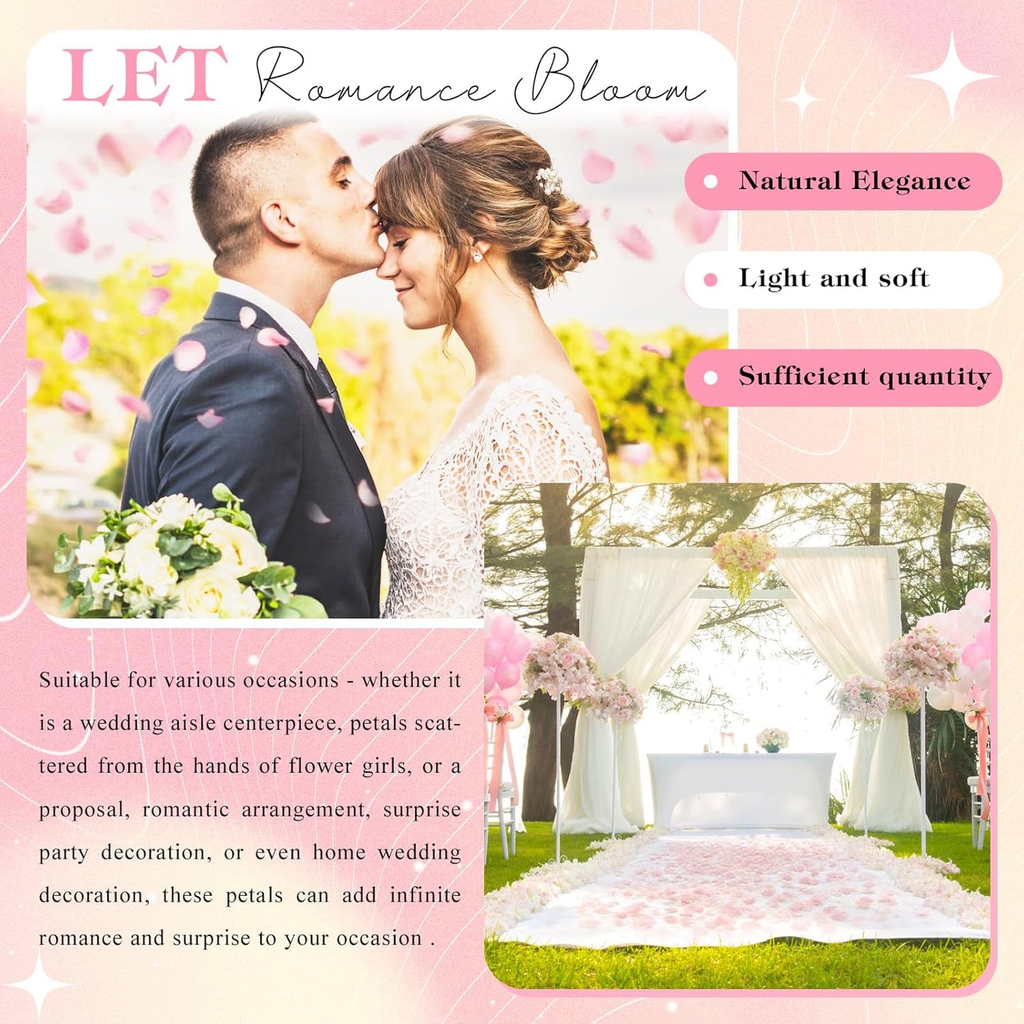 380 Pieces Real Light Pink Rose Petals Dried Rose Flower Petals for Wedding Will You Marry Me, Valentine's Day, Romantic Night,Wedding, Proposal, Anniversary, Event, Party, Special Night Decorations