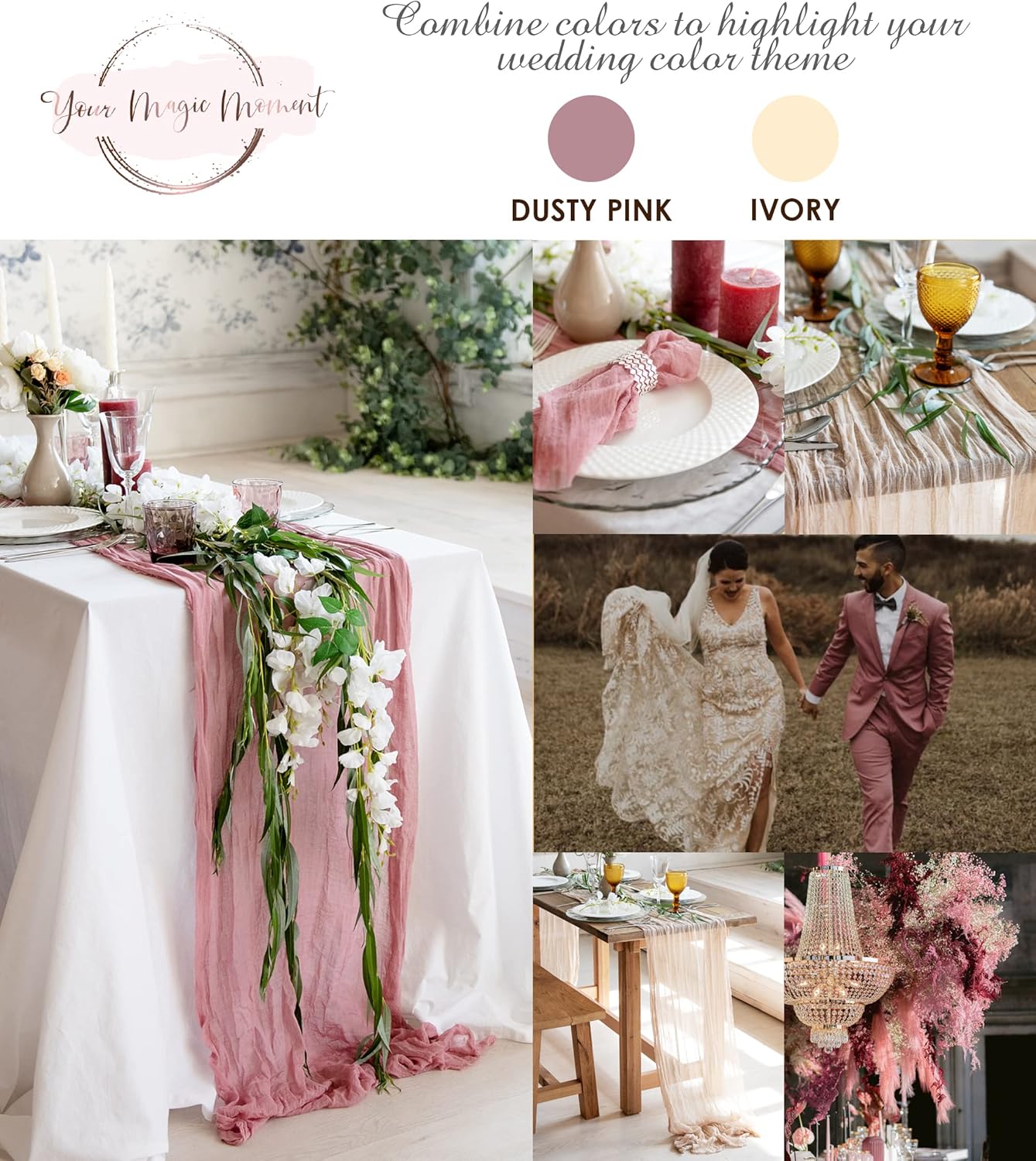 Gauze Table Runner Bulk Cheesecloth Table Runner Set of 2 Pieces 141 inches Long Each for Bohemian Wedding Wedding Decorations, Beige Cheese Cloth Gauze Fabric