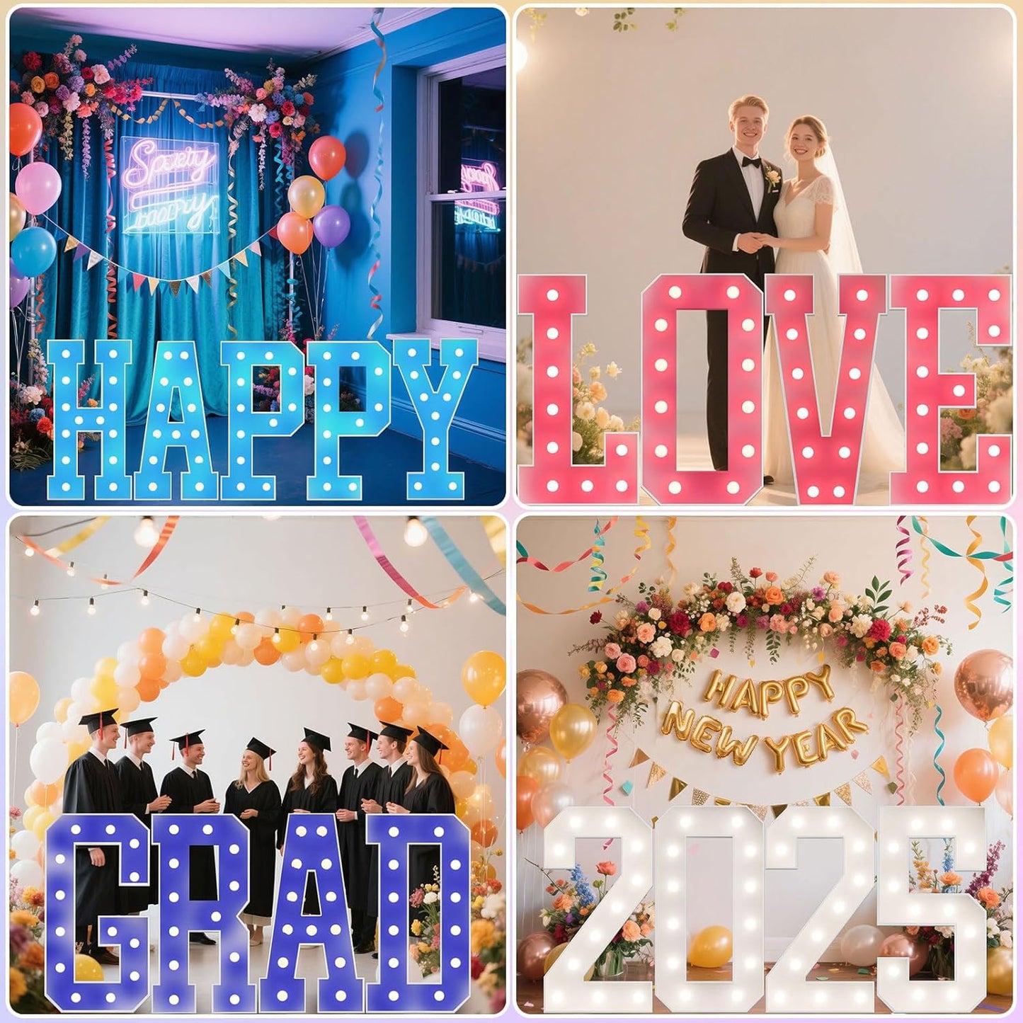 Ledido 4FT Marquee Light Up Letters, 34 Colors Changing Marquee Letter 4 Feet Tall with Remote, Big Letters for Party Wedding Graduation Birthday Decorations, Large Light Up Letter D