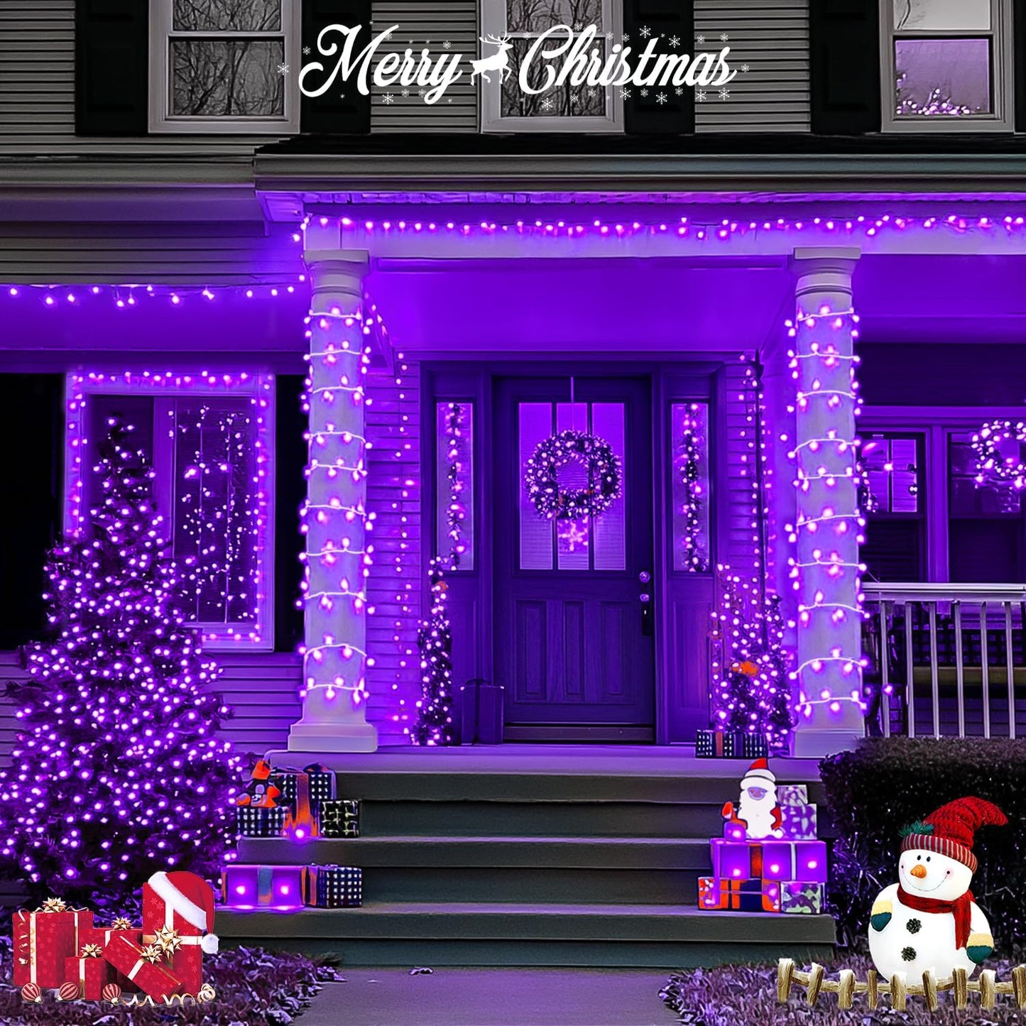 JMEXSUSS 163 FT 500 LED Purple Halloween Lights, 8 Modes Purple Light Indoor Outdoor Waterproof, Remote Control Christmas String Lights Plug-in for Halloween Roof Bedroom Party Tree