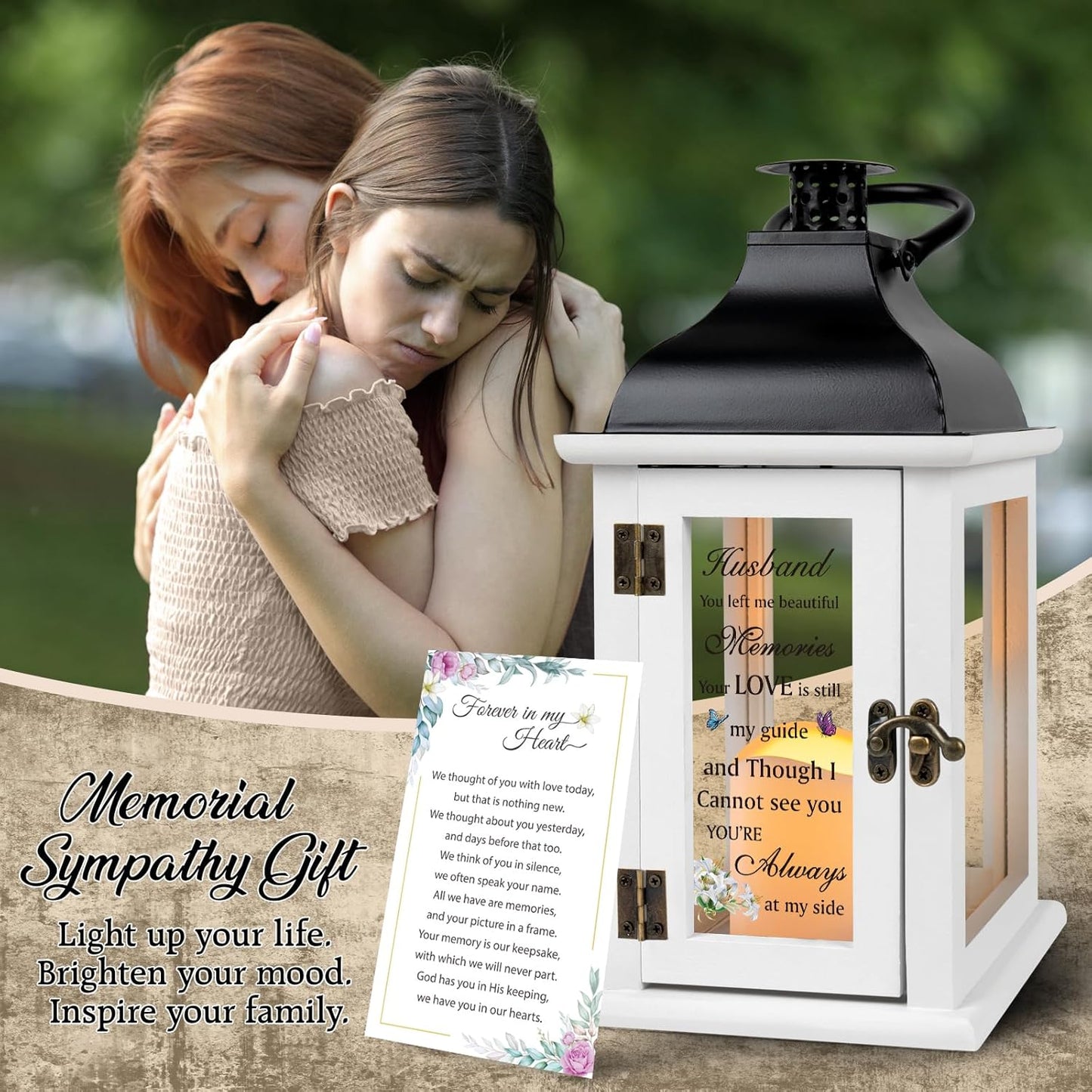 Memorial Gift for Loss of Husband Memorial Lantern for Loss of Husband Sympathy Gift Remembrance Gifts Bereavement Gifts for Loss of Husband with LED Candle
