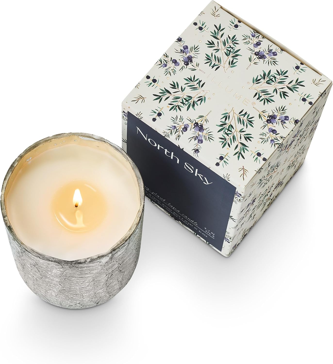 ILLUME Small Boxed Crackle Glass Candle, North Sky