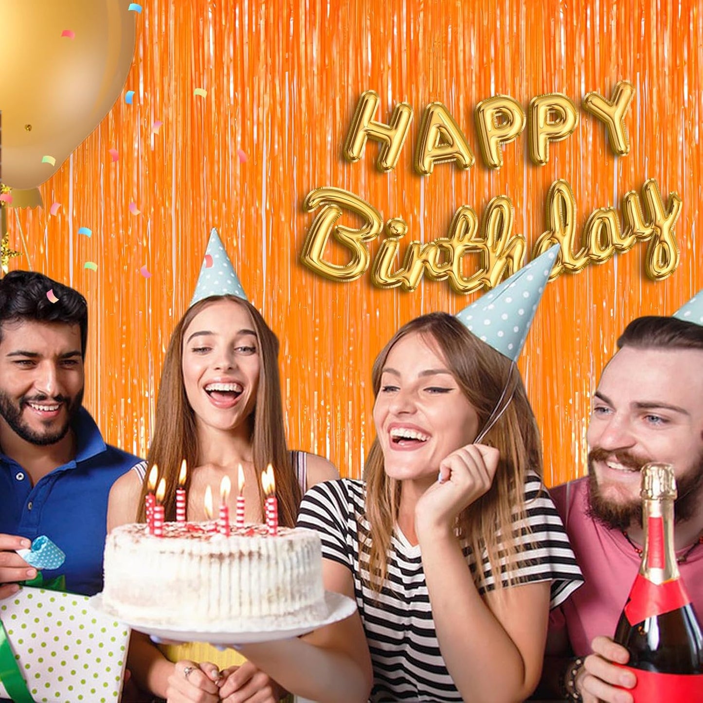 Macaron Orange Fringe Curtain Party Streamers 2Pack 3.3 x 8.3 Ft Foil Fringe Backdrop Curtains for Birthday Wedding Bridal Baby Shower Holiday Tinsel Streamers Orange Party Decorations Door Streamer