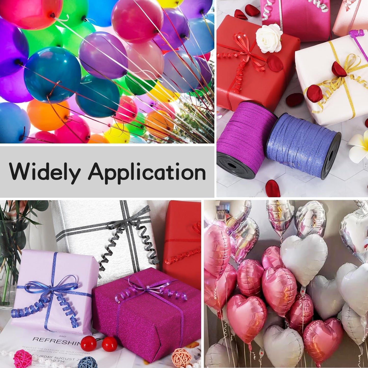 BEISHIDA 500 Yards Rose Gold Glitter Ribbon Curling Crimped, Glitter Ribbon Balloon String Shiny for Gift Wrapping Ribbon for Birthday Party Festival Art Craft Decor Florist Flowers Decoration