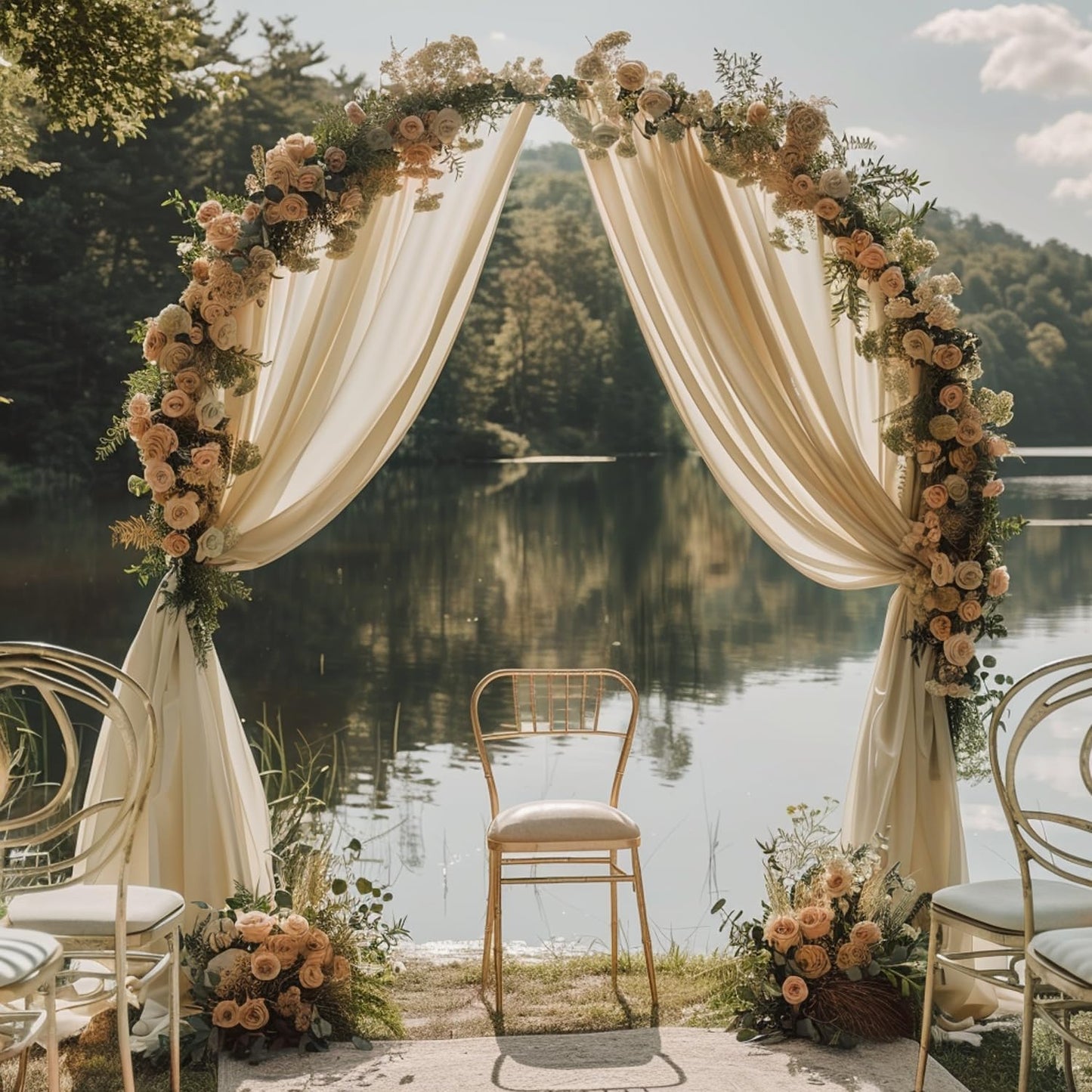 Wokceer Wedding Arch Draping Fabric 28.7" x 20FT Champagne Drapes Sheer Fabric Backdrop Arch Draping Fabrics for Wedding Ceremony Birthday Party Bridal Shower Decoration