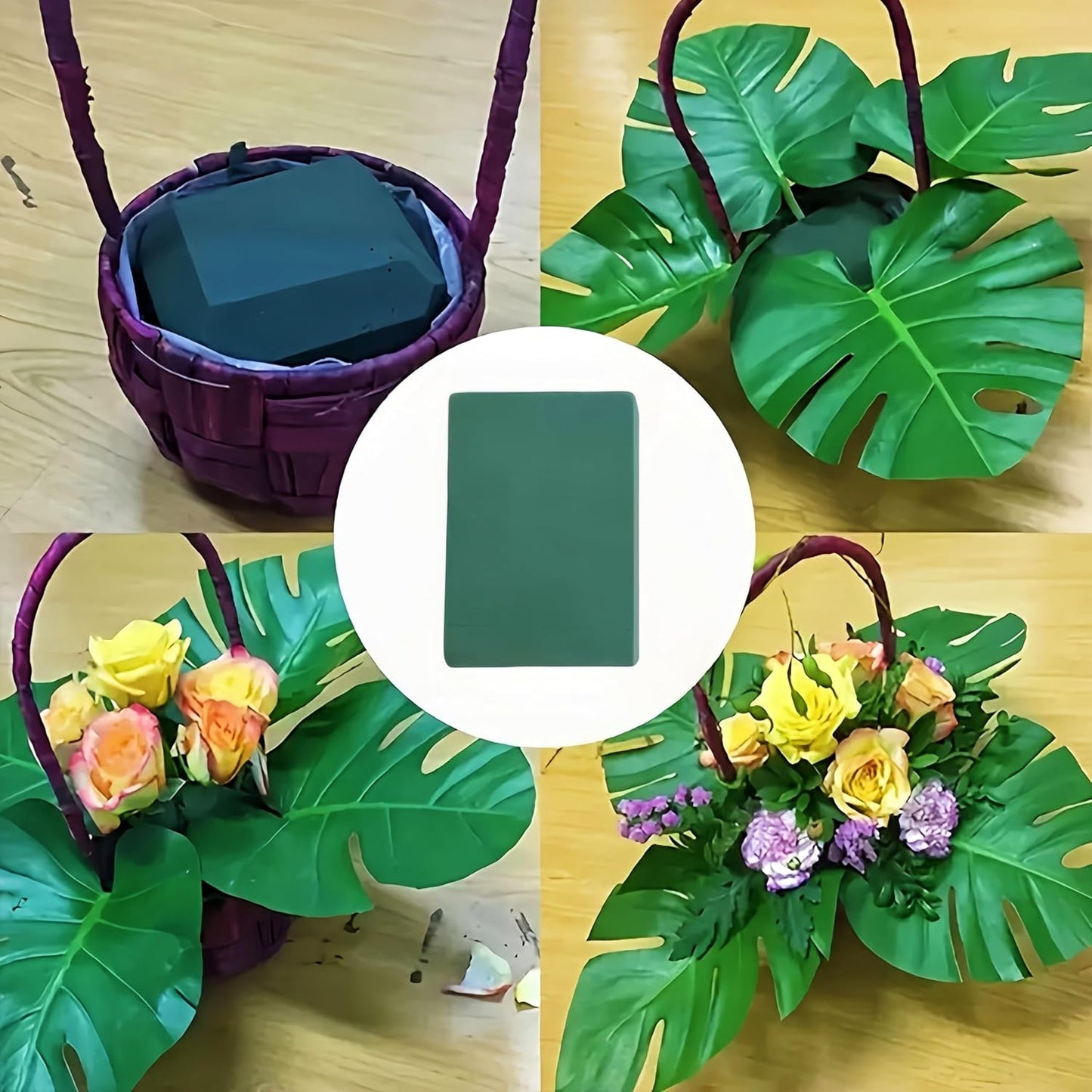 3 Pack Square Floral Foam Blocks – Strong Water Absorption & Moisture Retention, Easy to Cut & Shape, Wet & Dry Use, Ideal for Weddings, Parties, DIY Crafts, Florists & Home Decor