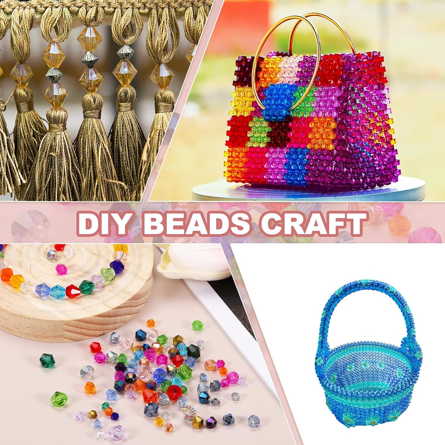 PATIKIL 1000pcs 4mm Bicone Glass Crystal Beads, Faceted Glass Spacer Beads with Box for Jewelry Making Bracelet Necklace Earrings DIY Suncatcher Craft, Violet AB