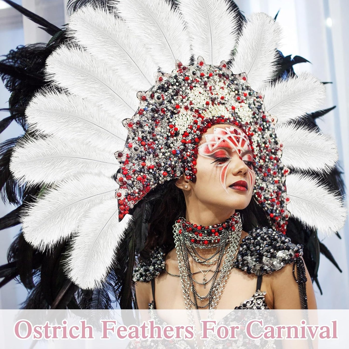 Crowye 100 Pcs Ostrich Feathers Bulk for Centerpieces Craft Ostrich Feathers for Vase Wedding Masquerade Party Home Costume Decorations (6-8 Inch,White)