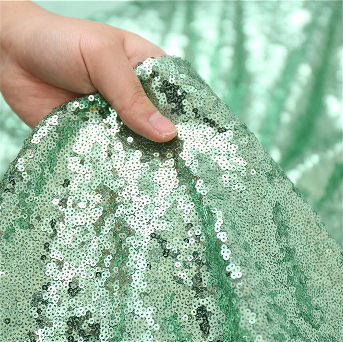 Eternal Beauty Mint Green Sequin Backdrop, 10x10 Ft Glitter Background Curtains for Shimmer Photography Party Wedding Birthday Back Drop Decor