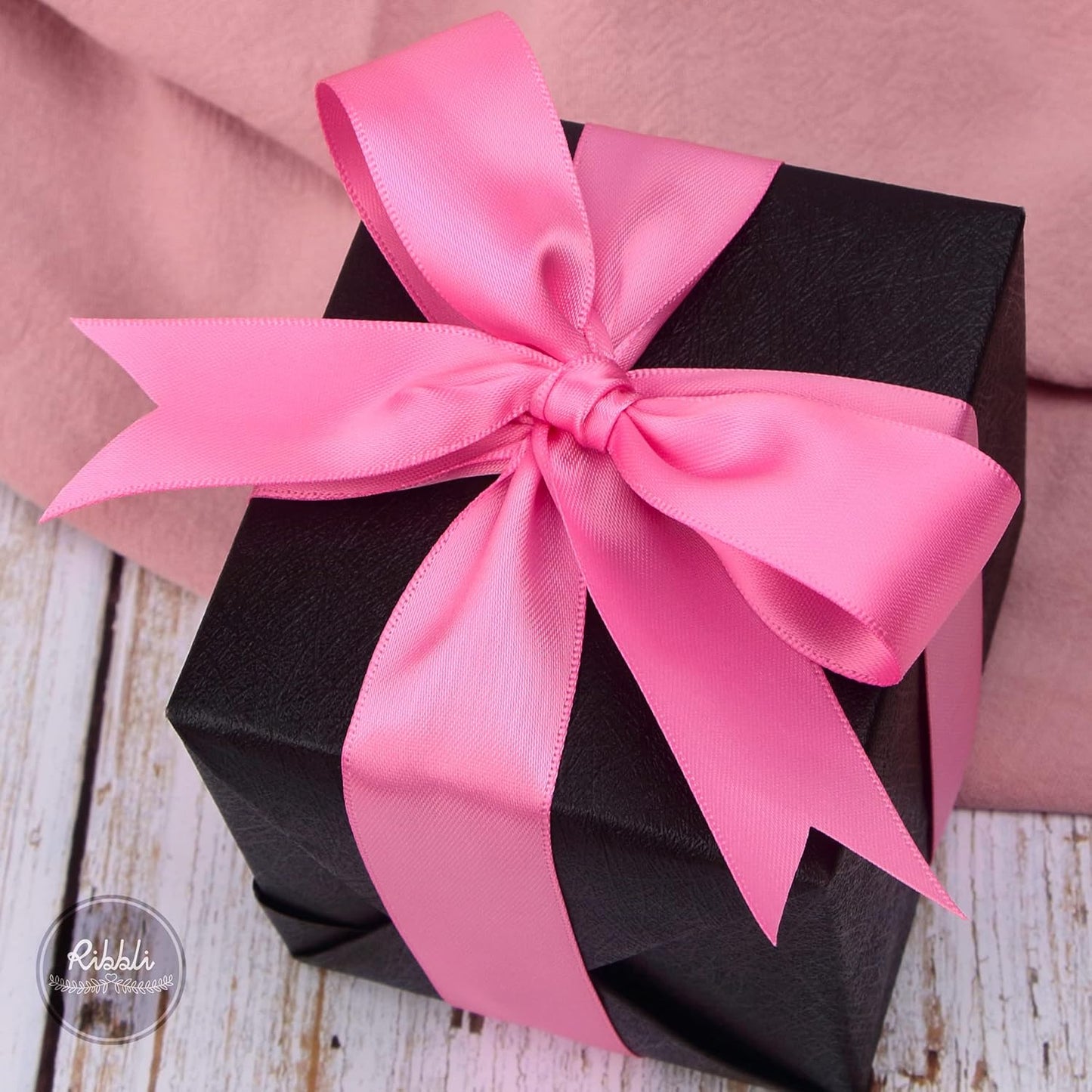 Ribbli Hot Pink Double Faced Satin Ribbon,1” x Continuous 25 Yards,Use for Bows Bouquet,Gift Wrapping,Floral Arrangement