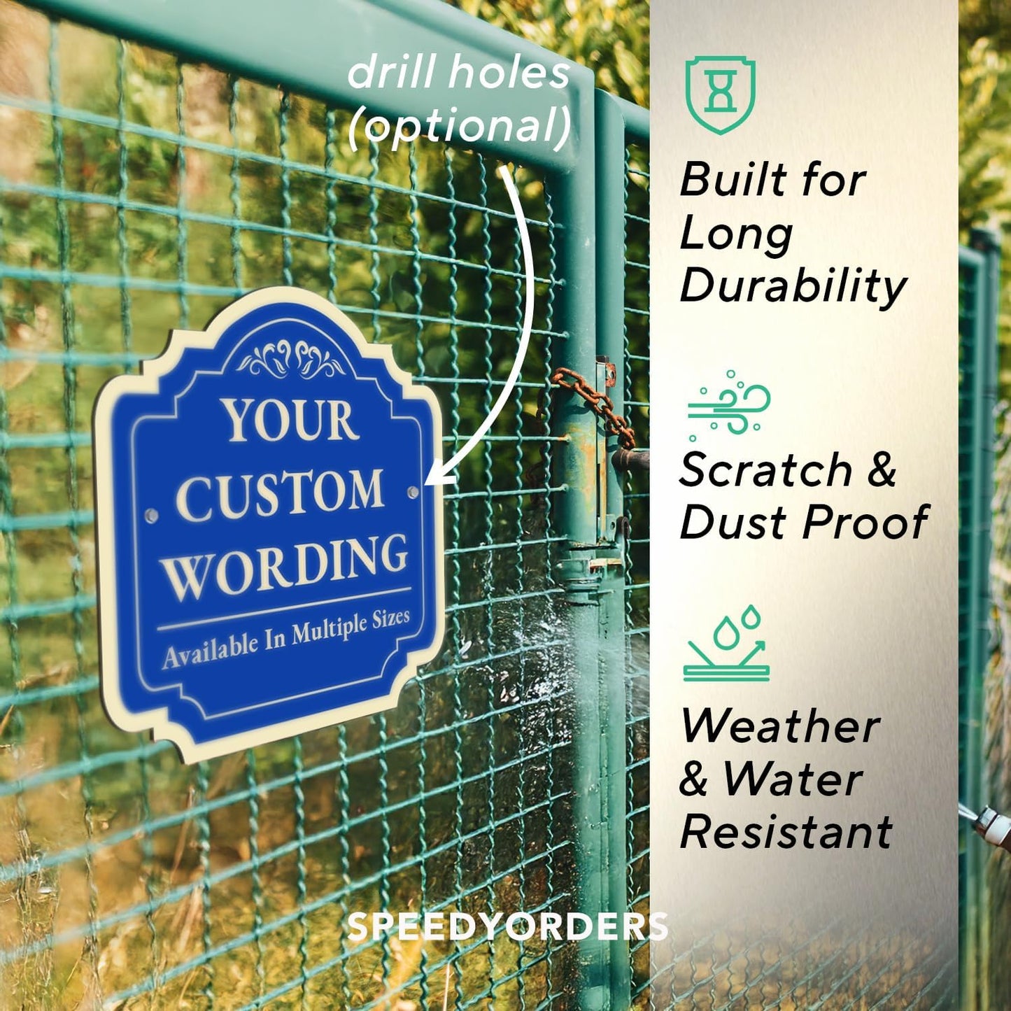 Custom Decorative Outdoor Metal Signs - Aluminum, Personalized Driveway Signs, Waterproof Made in USA, Blue Steel 18x18 Inch