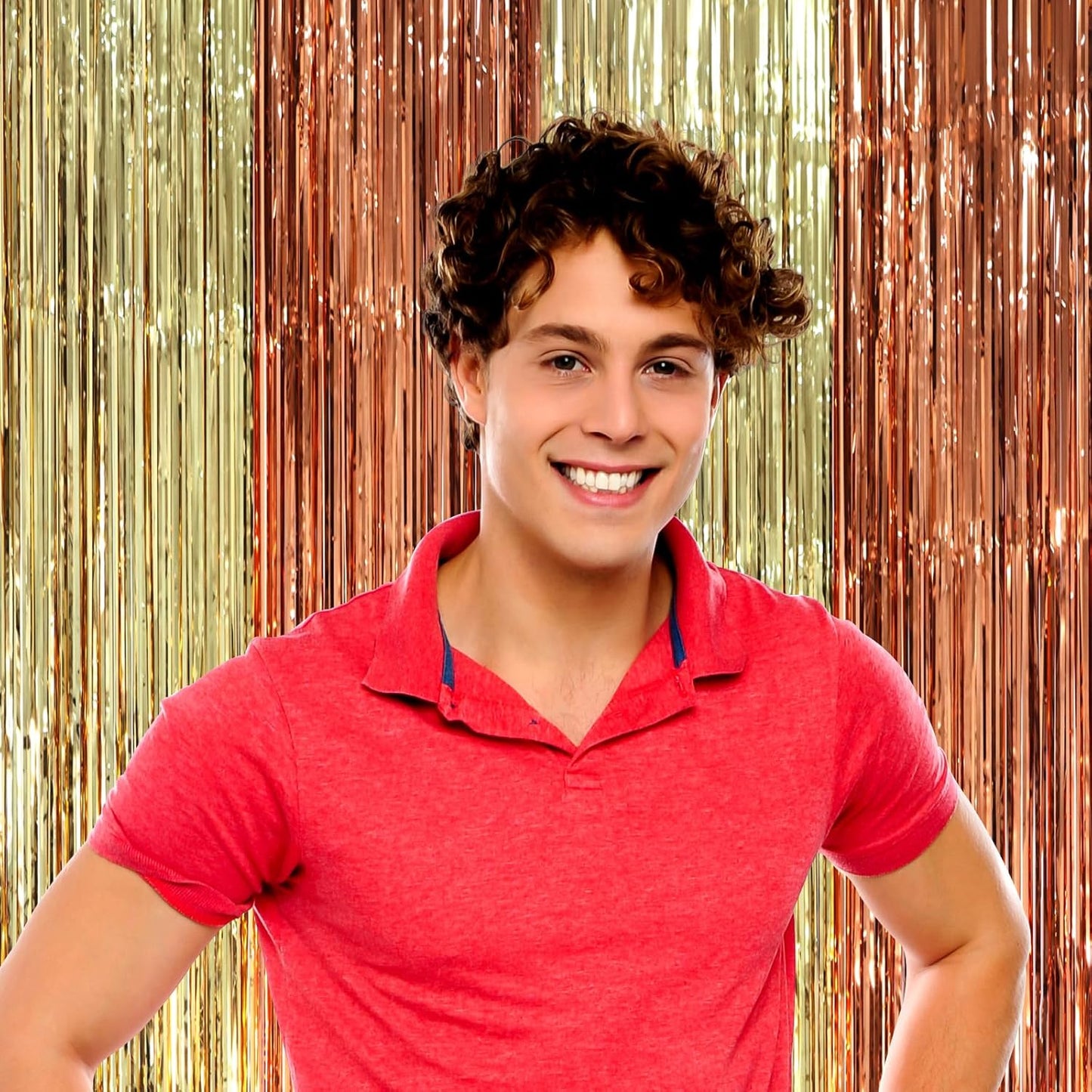 2 Pack Rose and Champion Foil Fringe Backdrop Curtains, Tinsel Streamers Party Decorations, Fringe Backdrop, Door Shimmer for Anniversary or Birthday Party