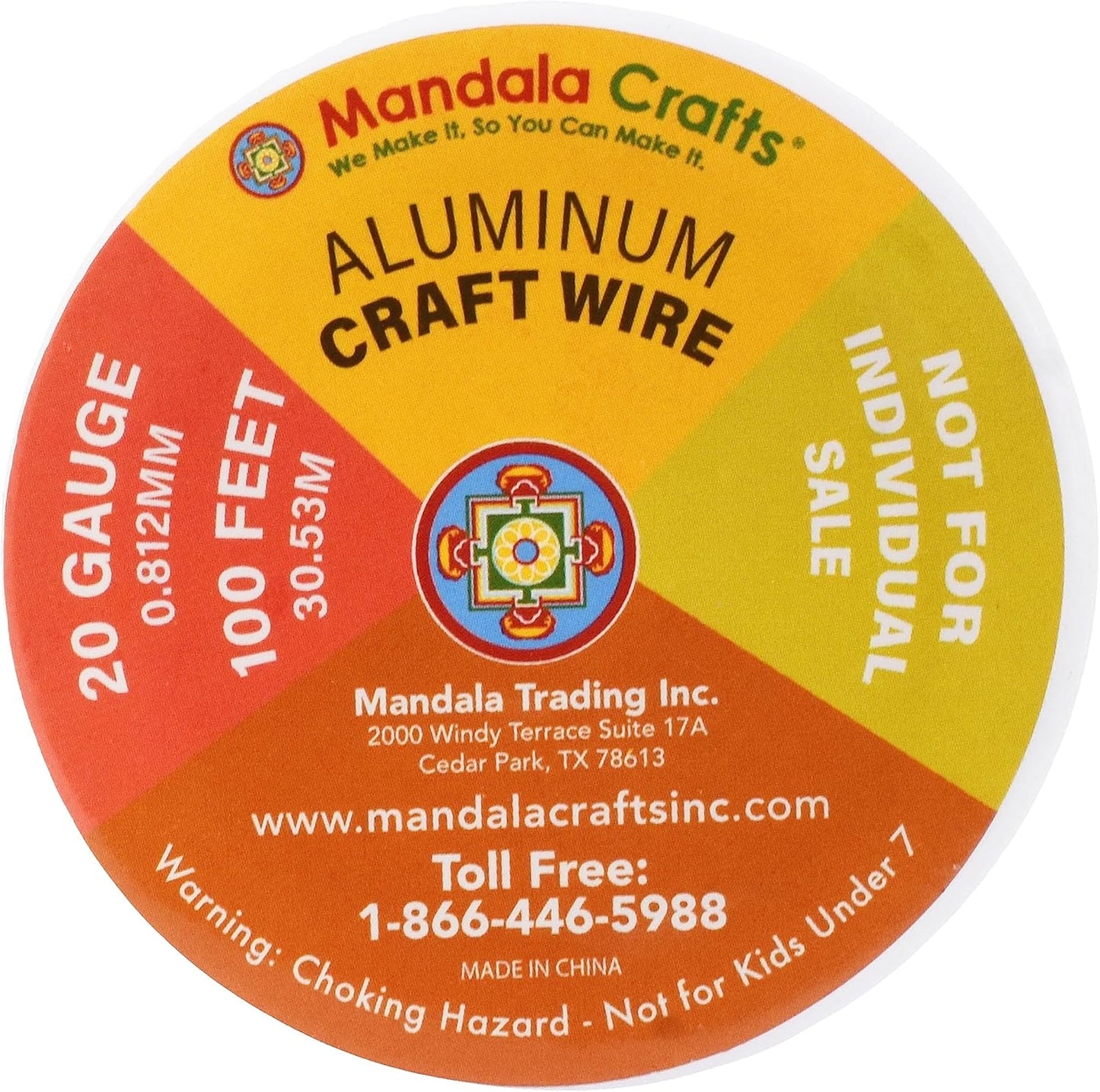 Mandala Crafts 20 Gauge Anodized Aluminum Craft Wire for Jewelry Making - 400 FT Colored Flexible Neutral Combo Wire - Bendable for Bonsai Armature Crafting Sculpting