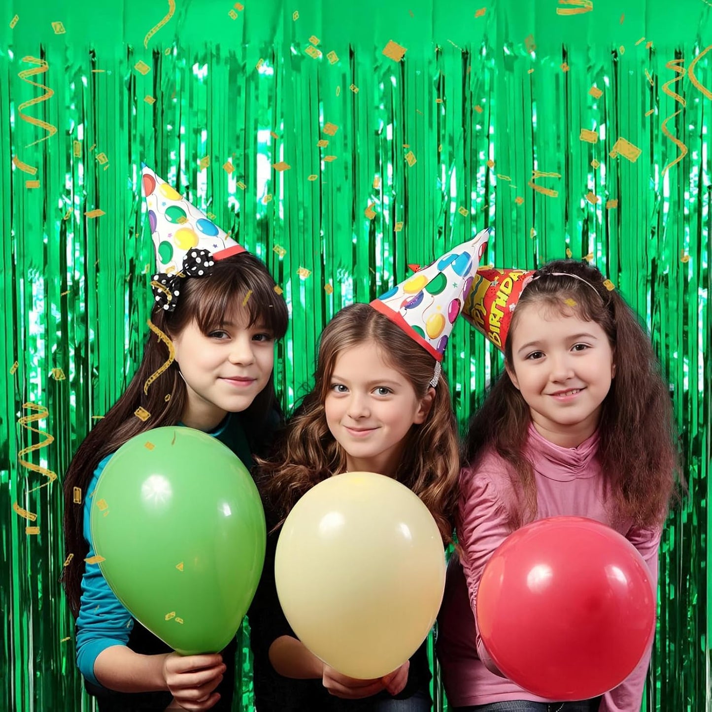 Green Foil Fringe Curtain 3.3×8.3FT 6 Packs, Metallic Tinsel Curtains Party Streamers for Birthday Graduation Baby Shower Decoration (6pcs,3.3FT×8.3FT, Green)