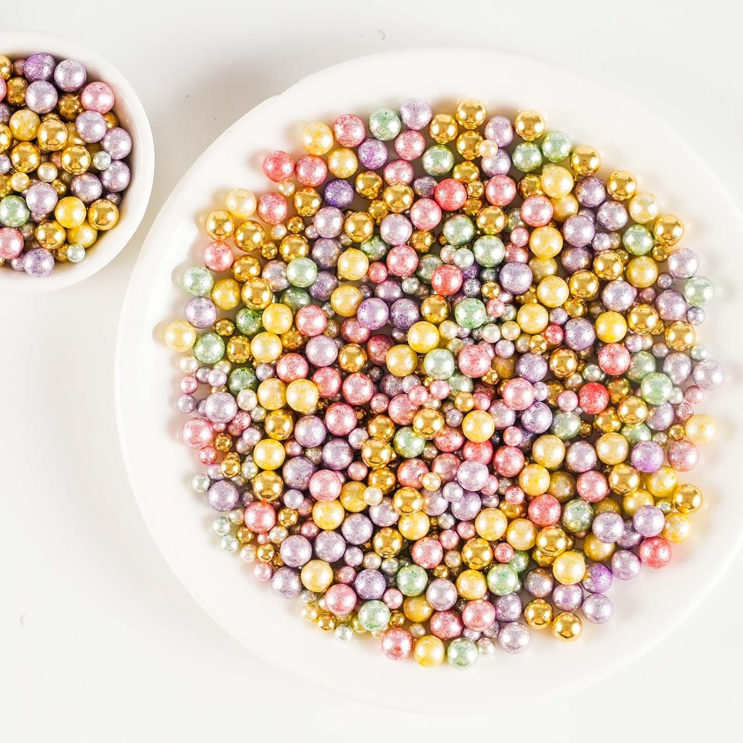 Kasvan Pastel Pearl Sugar sprinkles - Edible Candy Pearls 130g/4.58 Oz, Mix Size Cake Candy, Decorate Cakes, Cookies, Ice Cream (Pastel)