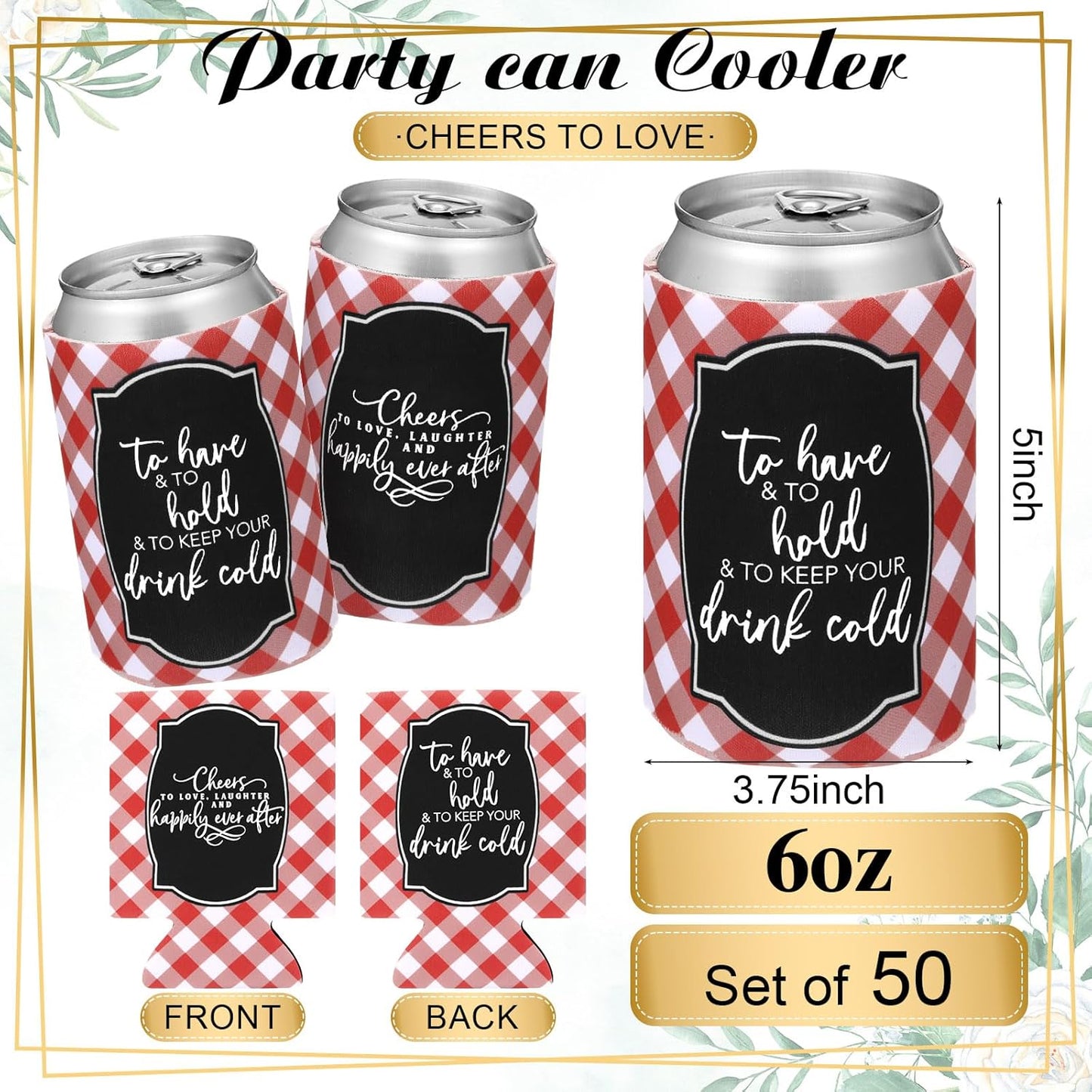 50 Pieces I Do BBQ Party Decorations Wedding Can Cooler Sleeves Bulk BBQ Party Favors for Guests Cheers to Love Laughter and Happily Ever After Rehearsal Dinner Decorations for Wedding Shower