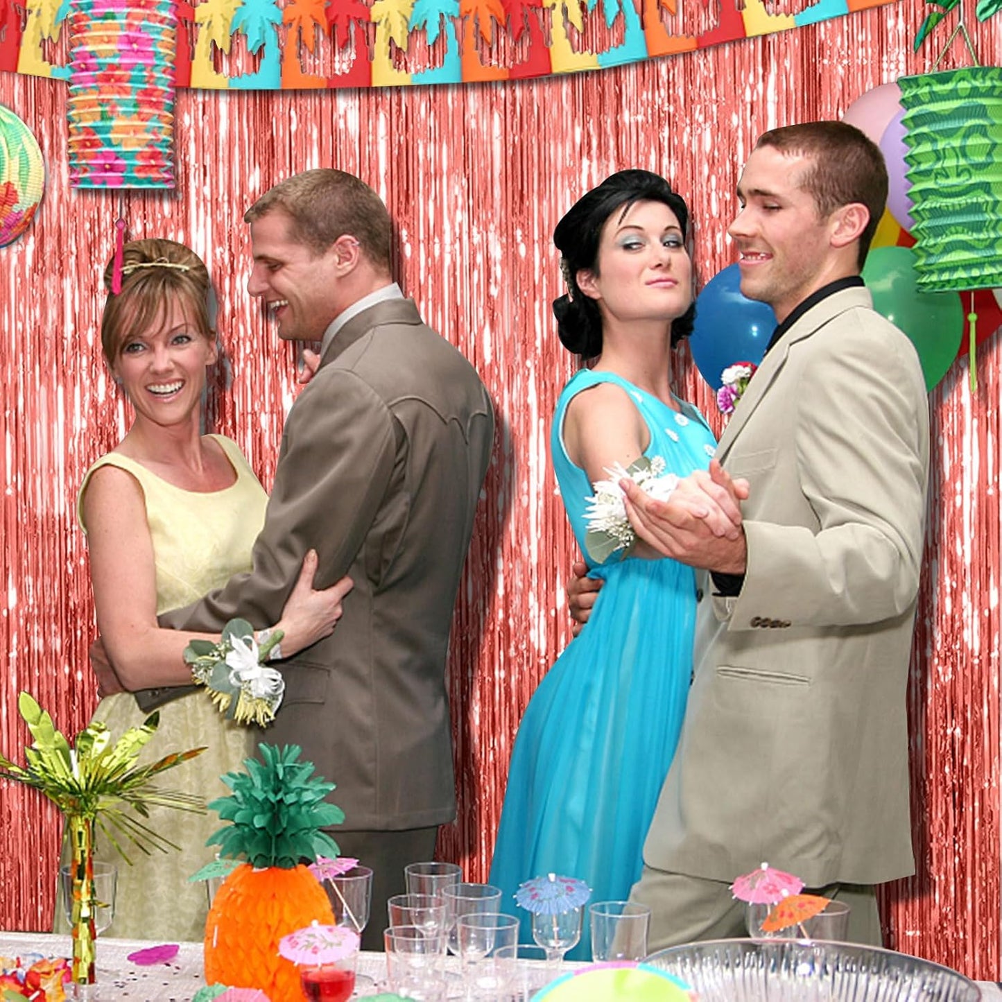 10 Pack Rose Gold Fringe Curtain Backdrop Birthday Bachelorette Party Decorations Metallic Tinsel Streamers Foil Backdrop Christmas Graduation Wedding New Year Party Decorations