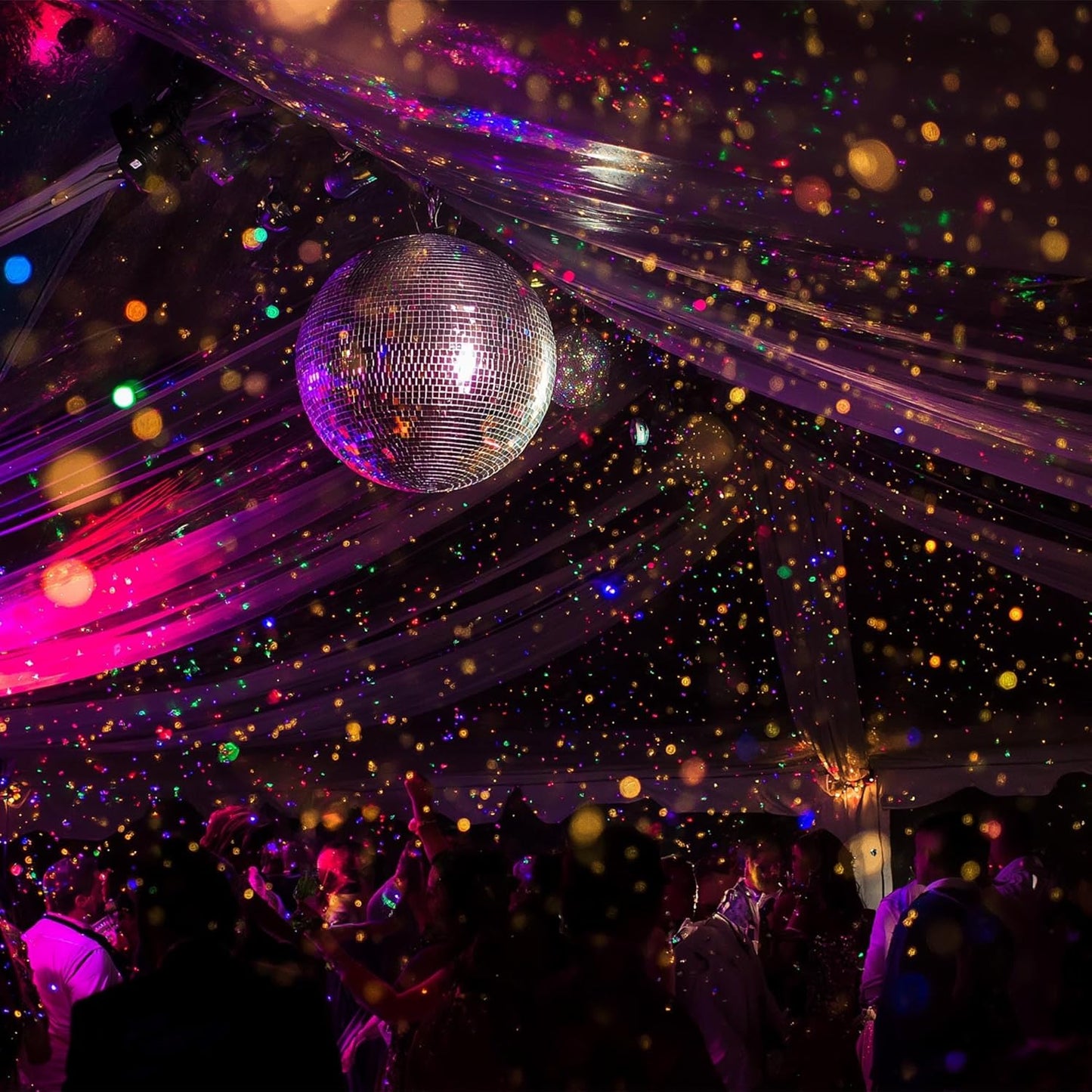 Yescom 16" Large Disco Ball Mirror Big Hanging Glass Decoration for 70s 80s Party Events Wedding DJ Dance Club Bar Stage Lighting Business Holiday Home Decor Silver