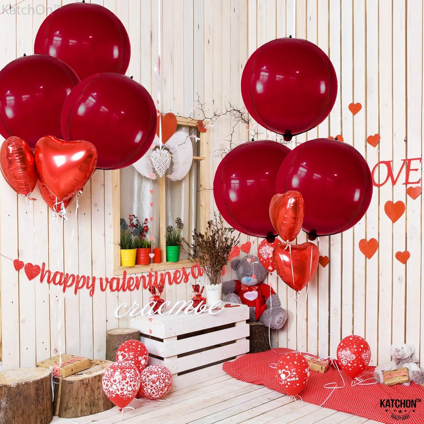 KatchOn, Big Metallic Red Balloons - Large 22 Inch, Pack of 6 | 2025 Graduation Decorations | Round 4D Red Mylar Balloons | Graduation Decorations | class of 2025