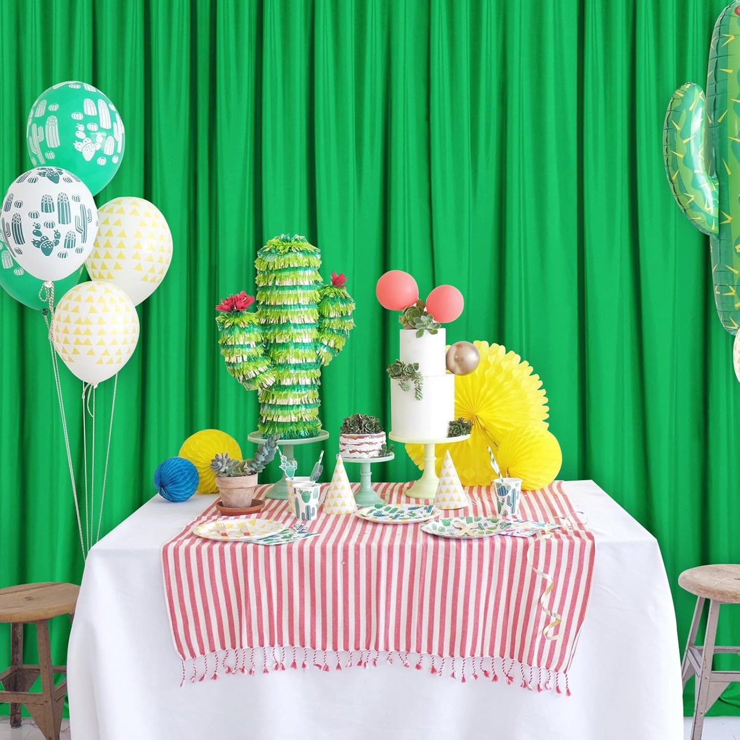 DWCN 10x8 FT Green Backdrop Curtains for Parties, Photography Backdrop Drapes with Rod Pockets for Wedding Decorations Stage Birthday Family Gatherings, 2 Panels 5ft x 8ft