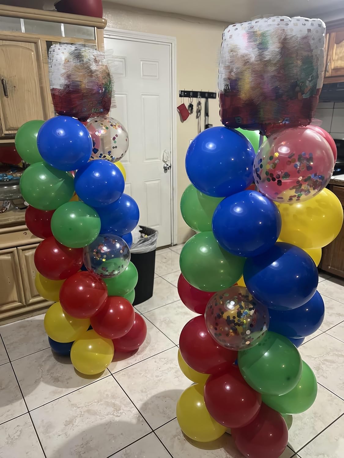 Red Yellow Blue Balloons, Rainbow Assorted Latex Balloons, Red Blue Green Yellow with Colourful Confetti Balloon, for Birthday, Festival, Carnival Circus, Robot Blocks, Video Game Party Decor