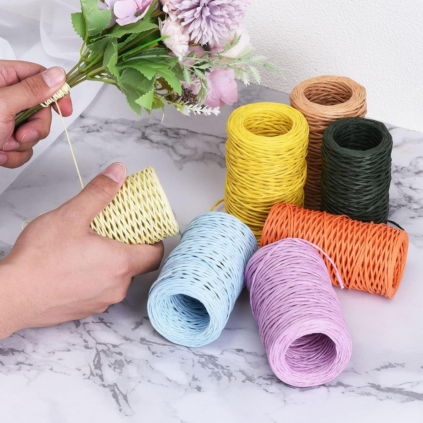 PATIKIL 164 Feet Floral Bind Wire Wrap Twine, 2mm Florist Wire Iron Wire Paper Covered Vine Wrapping Binding Wire for Flower Bouquets, White