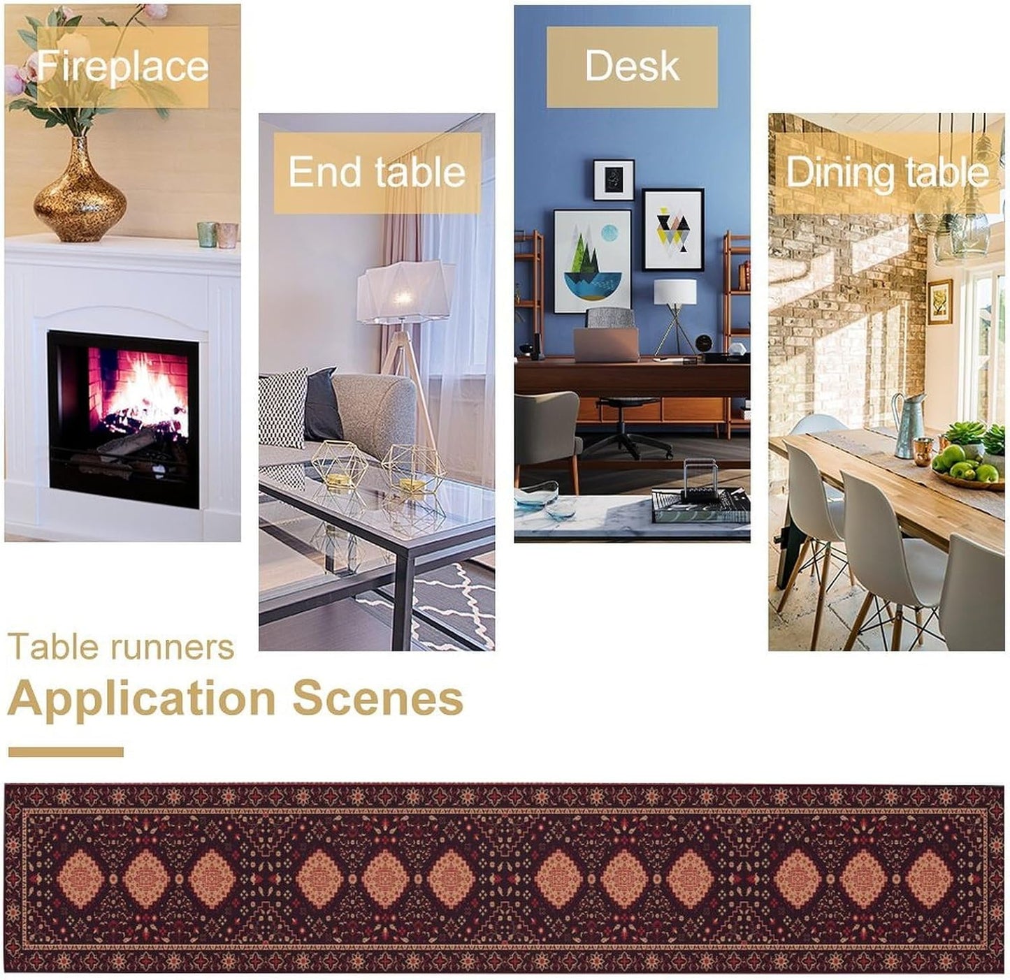 Vintage Boho Aztec Table Runner, Rustic Farmhouse Magical Kitchen Dining Home Party Table Decor 13x60in