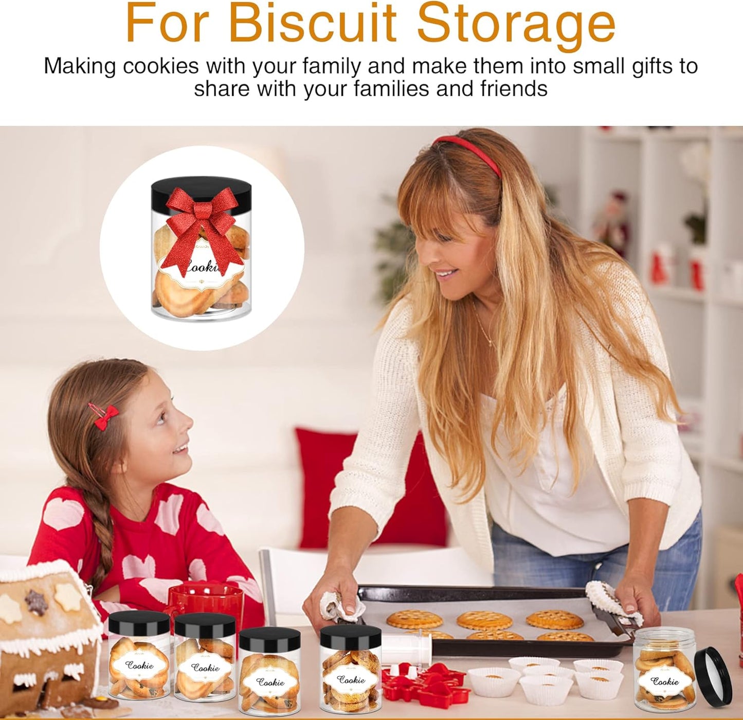 8 OZ Plastic Jars with Lids, Slime Containers with Lids 48 Pcs Airtight Round Plastic Storage Jars Wide-Mouth Containers for Slime, Kitchen and Household Food Storage of Dry Goods