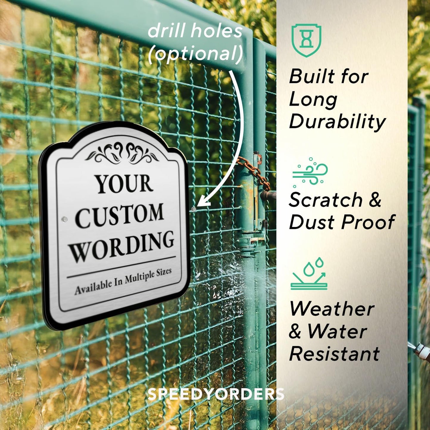 Custom Decorative Outdoor Metal Sign - Personalized Aluminum Driveway Sign, Waterproof, Made In USA - Design 1 Metallic Silver 18x18 In