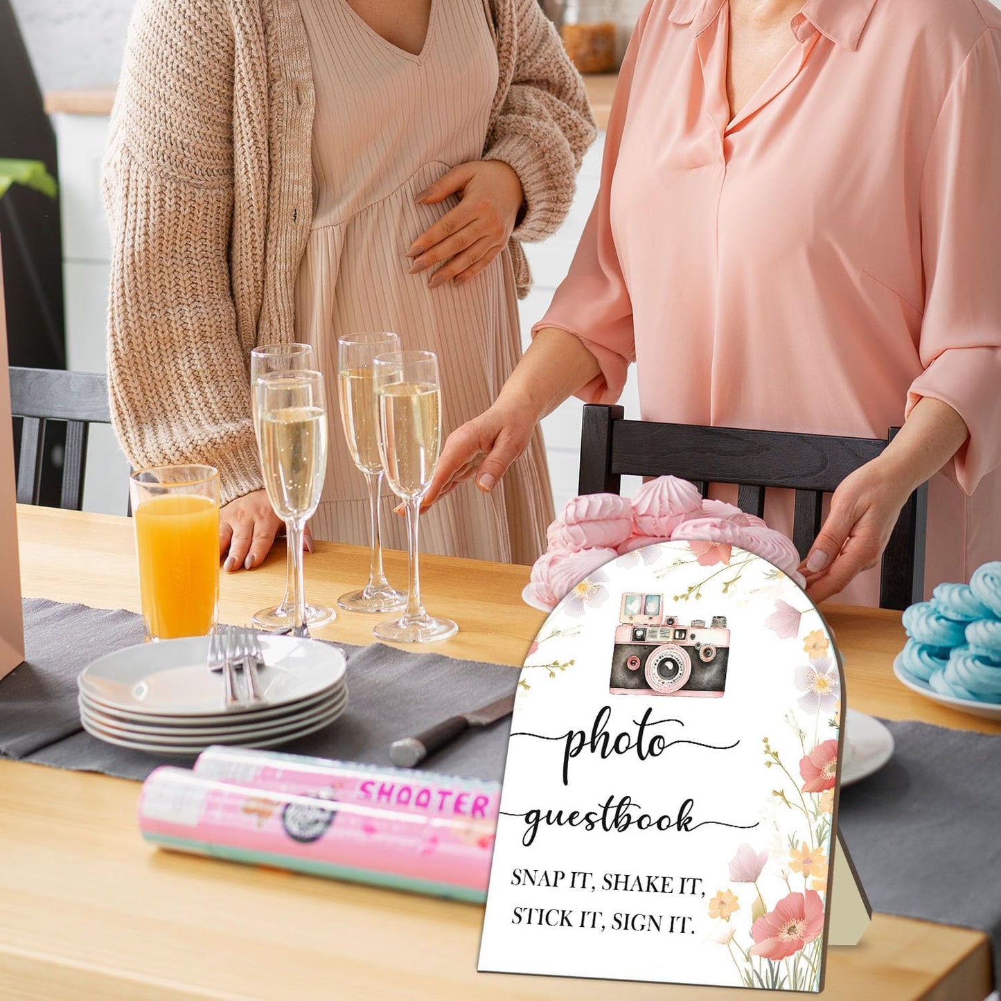 Wedding Photo Guestbook Desk Plaque, Floral Decor Party Welcome Sign, Bridal Shower Sign, Baby Shower Decoration Supplies, Wedding Shower Supplies, Reception Decor with Stand 8 * 10In