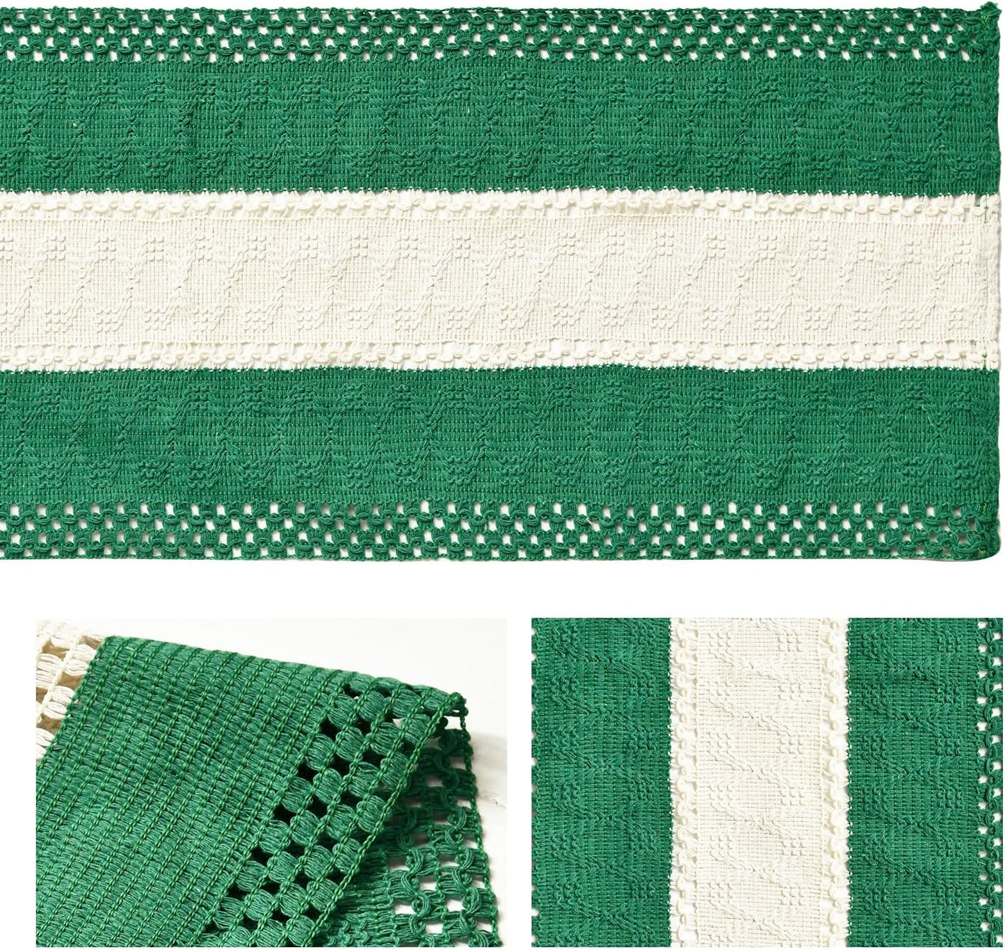 Artoid Mode Dark Green Farmhouse Rustic Table Runner, Seasonal Hollow Kitchen Dining Table Decoration for Home Party Decor 12x36 Inch