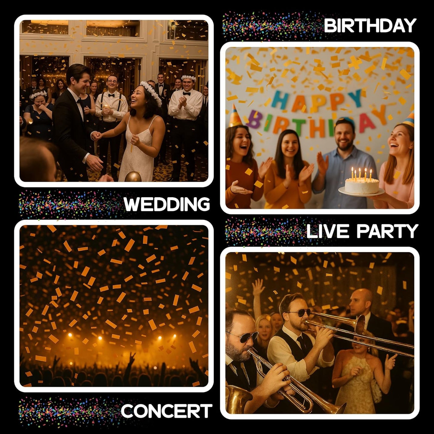 Orange Tissue Paper Confetti - Rectangular Fluttering Biodegradable Confetti for Cannon and Launcher use – Best for Wedding, Parties, Concerts and Live Events - 1 lb, 16 oz