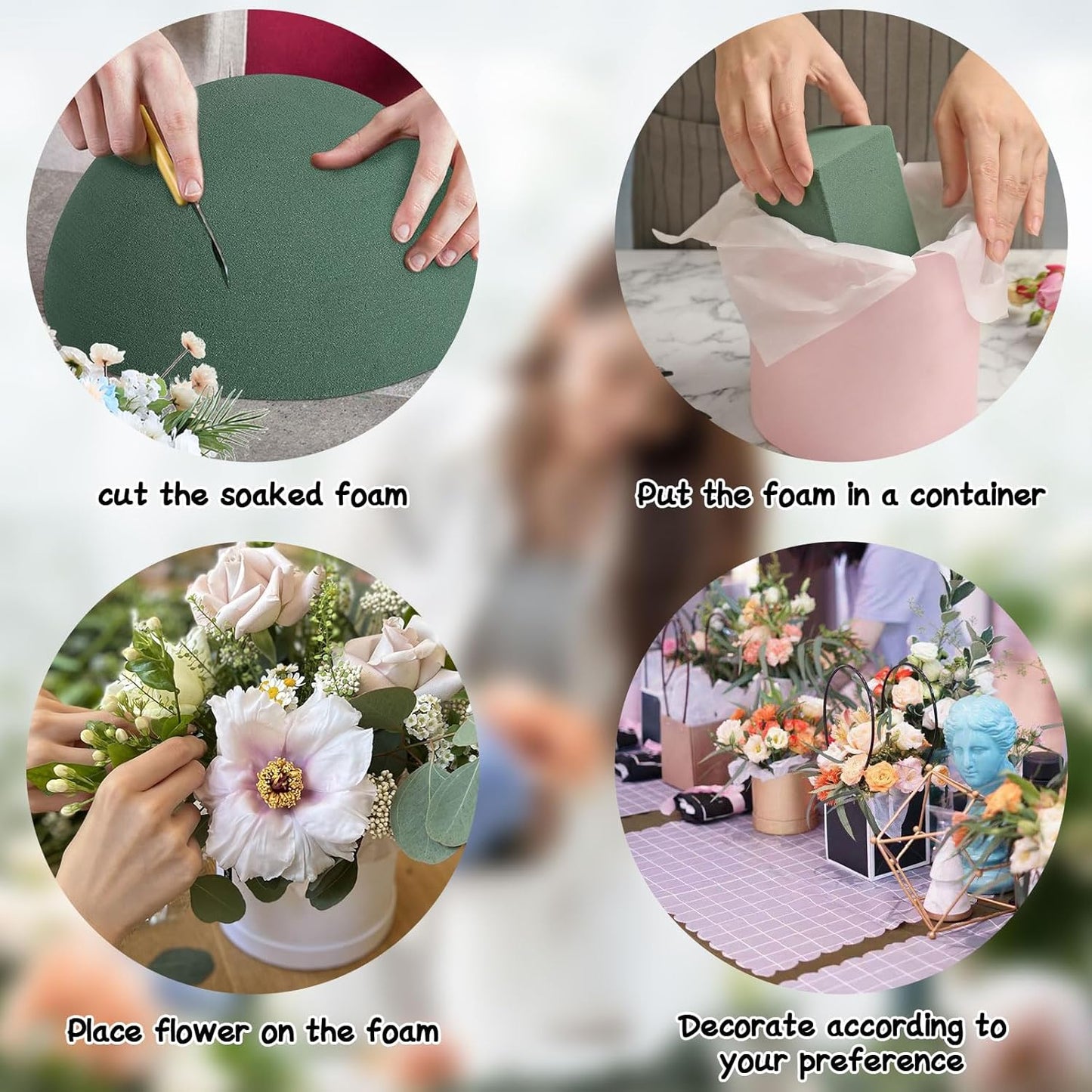 LOKIPA Floral Foam Round, 4 Pack Floral Dry Foam Half Ball for Artificial Plant Floral Arrangement and Wedding and Garden Decorations(5.51x2.76inch)